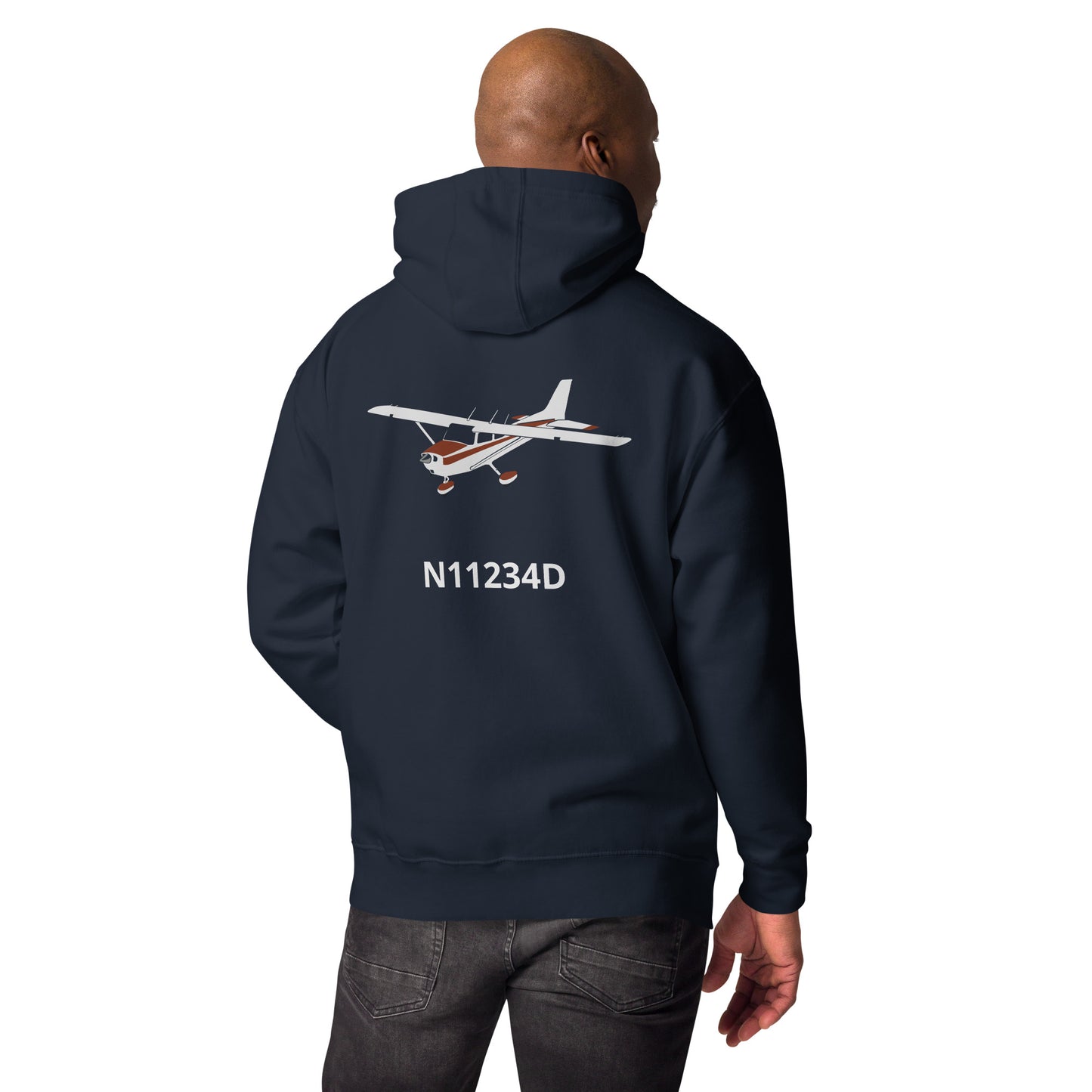 CESSNA 172 retro maroon Back Print with front embroidery CUSTOM N Number Unisex Hoodie