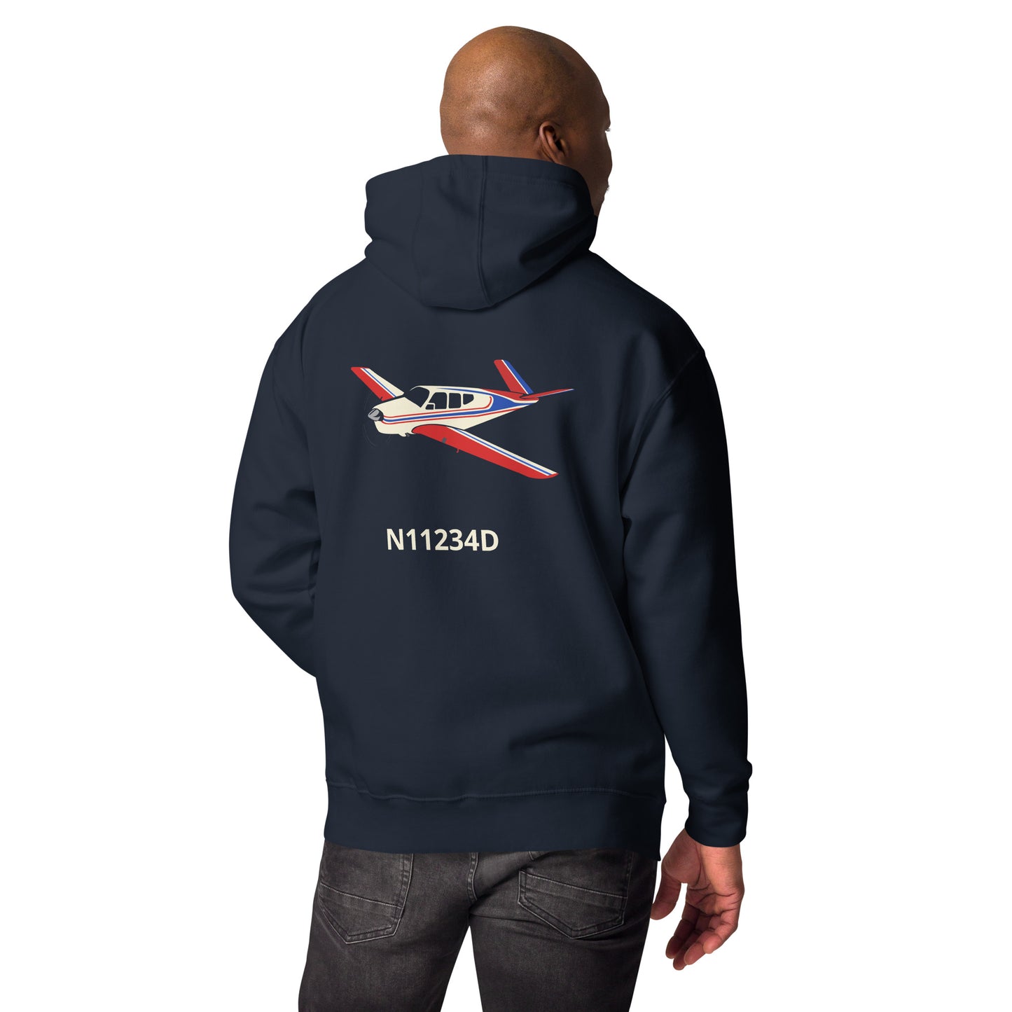 V-TAIL BONANZA Tri color 2 Back Print with front embroidery CUSTOM N Number Unisex Hoodie