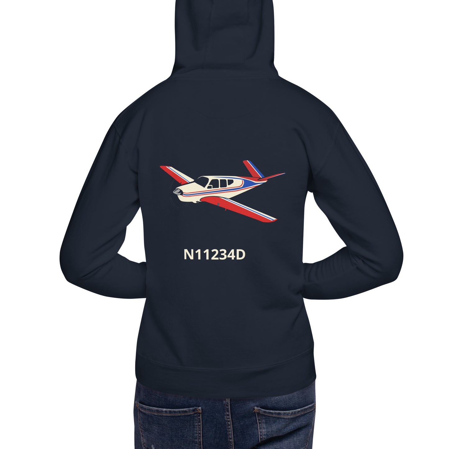 V-TAIL BONANZA Tri color 2 Back Print with front embroidery CUSTOM N Number Unisex Hoodie