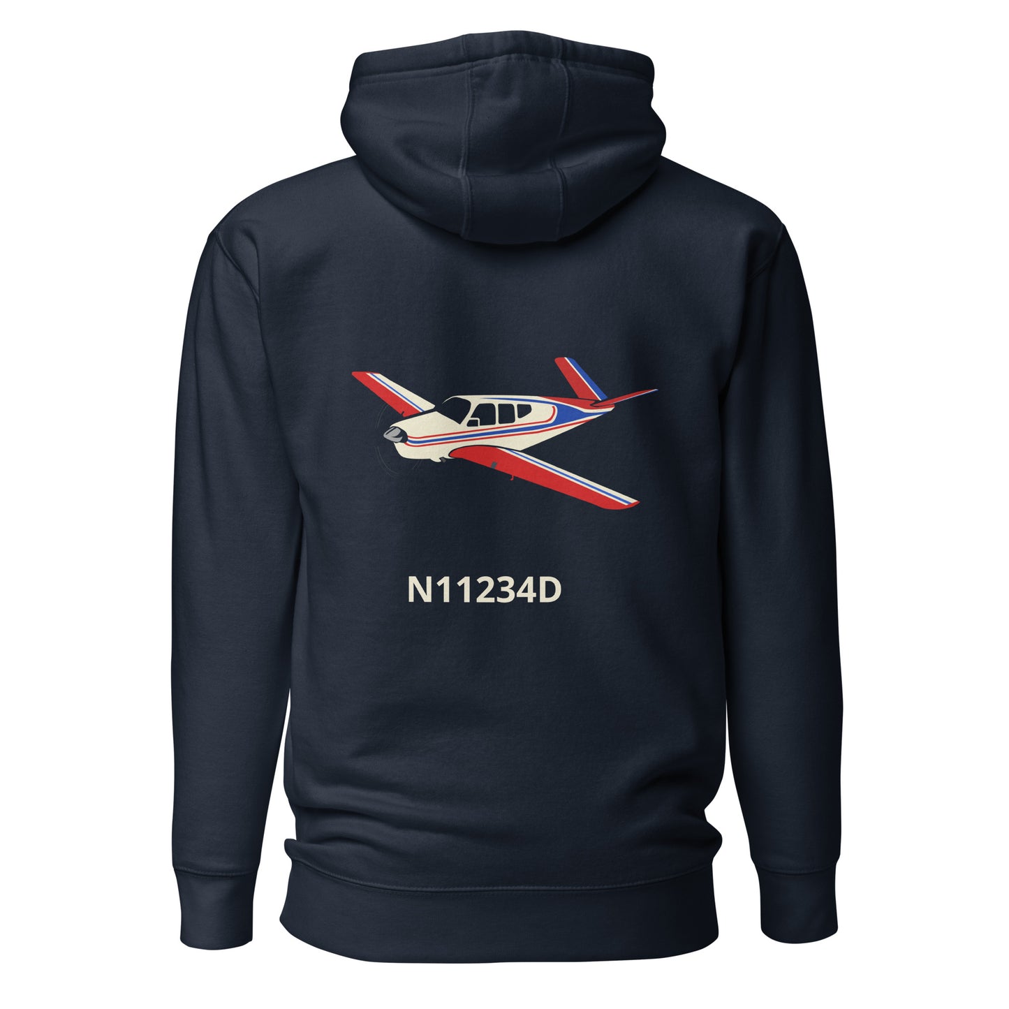 V-TAIL BONANZA Tri color 2 Back Print with front embroidery CUSTOM N Number Unisex Hoodie