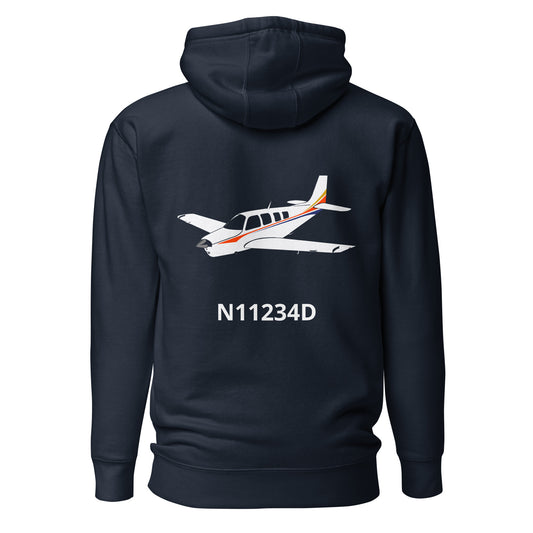 BONANZA A36 Back Print with front embroidery CUSTOM N Number Unisex Hoodie