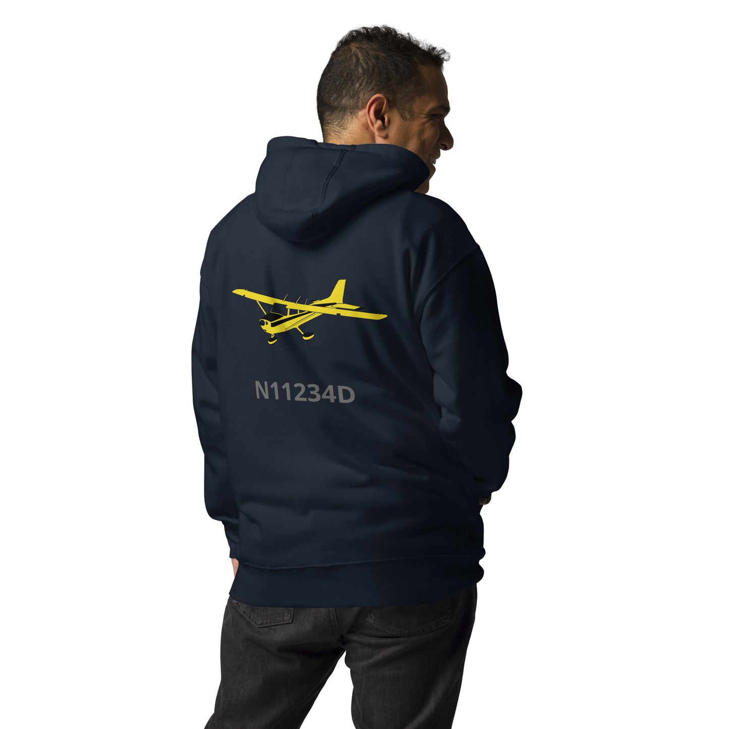 CESSNA 172 retro yellow Back Print with front embroidery CUSTOM N Number Unisex Hoodie