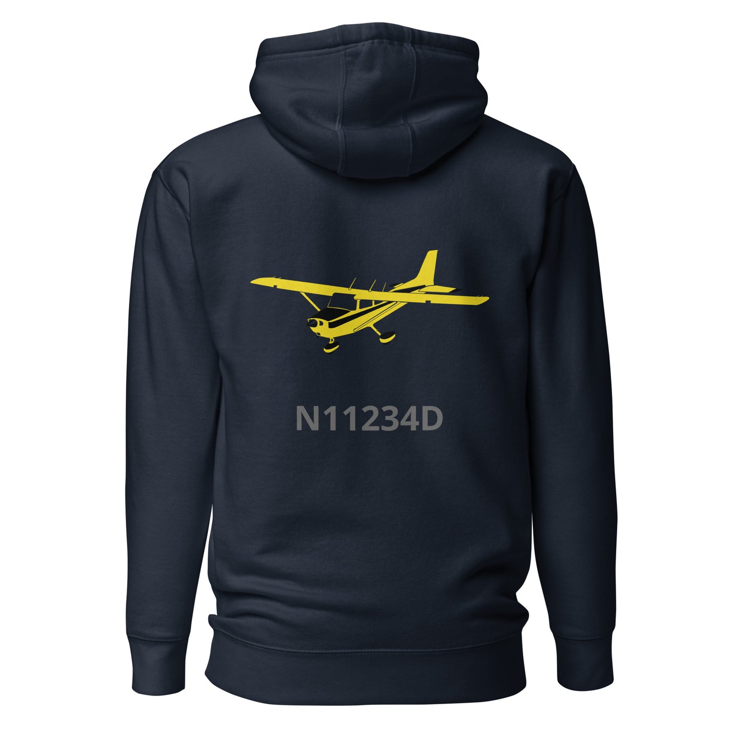 CESSNA 172 retro yellow Back Print with front embroidery CUSTOM N Number Unisex Hoodie