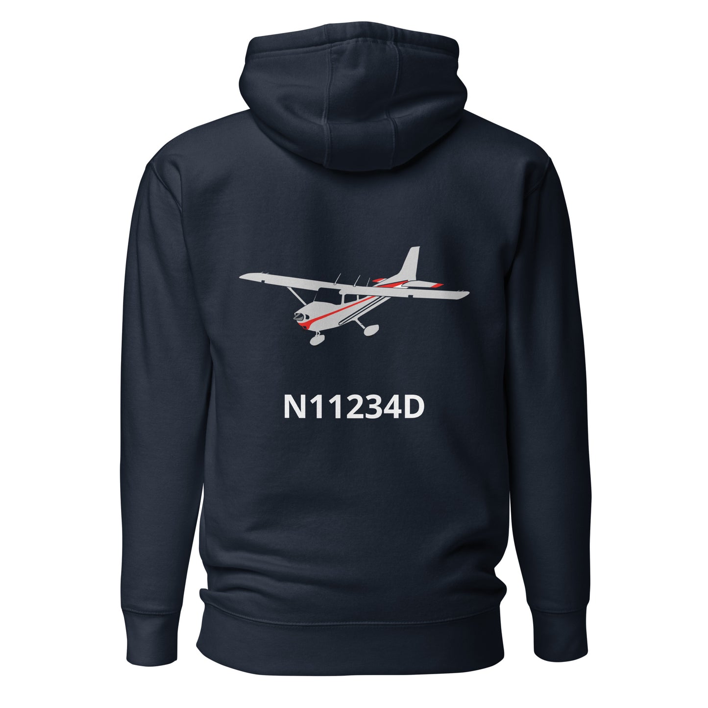 CESSNA 172 polished grey - red Back Print with front embroidery CUSTOM N Number Unisex Hoodie.