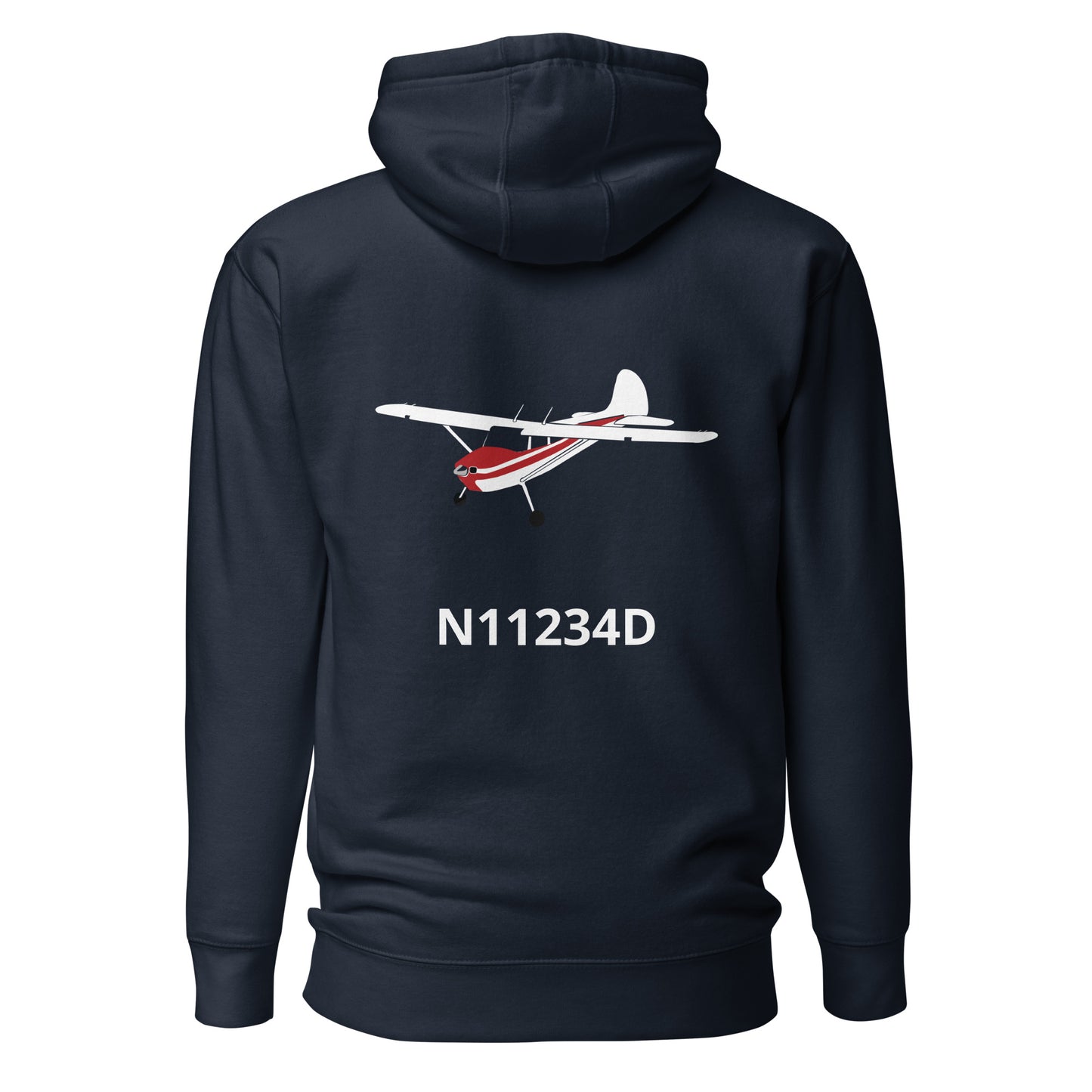 CESSNA 170 white-red Back Print with front embroidery CUSTOM N Number Unisex Hoodie