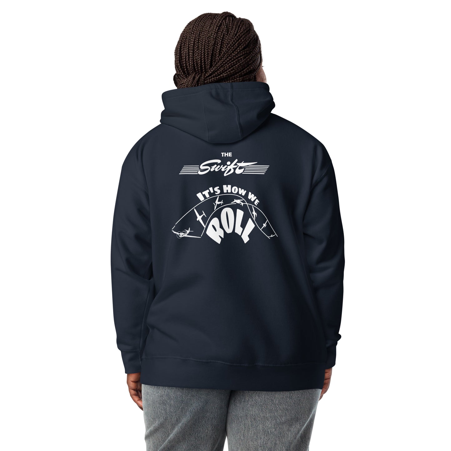 The SWIFT "It's How We Roll"  back graphic with front embroidery CUSTOM N Number Unisex Hoodie