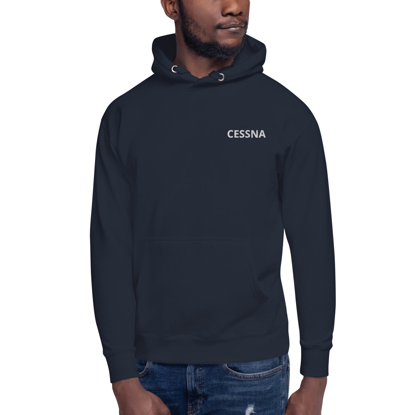 CESSNA 140 polished grey-red Back Print with front embroidery CUSTOM N Number Unisex Hoodie