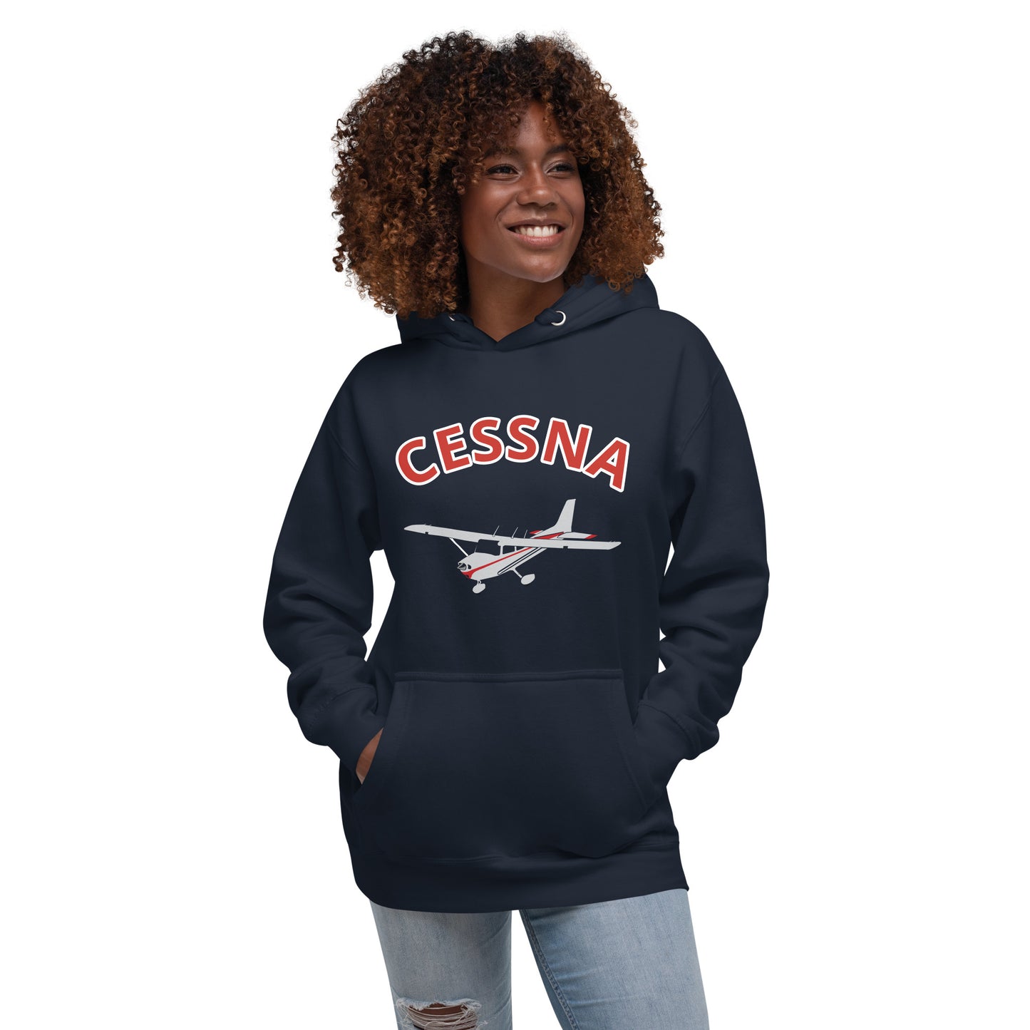 CESSNA 172 polished grey - red printed cozy fleece aviation Unisex Hoodie