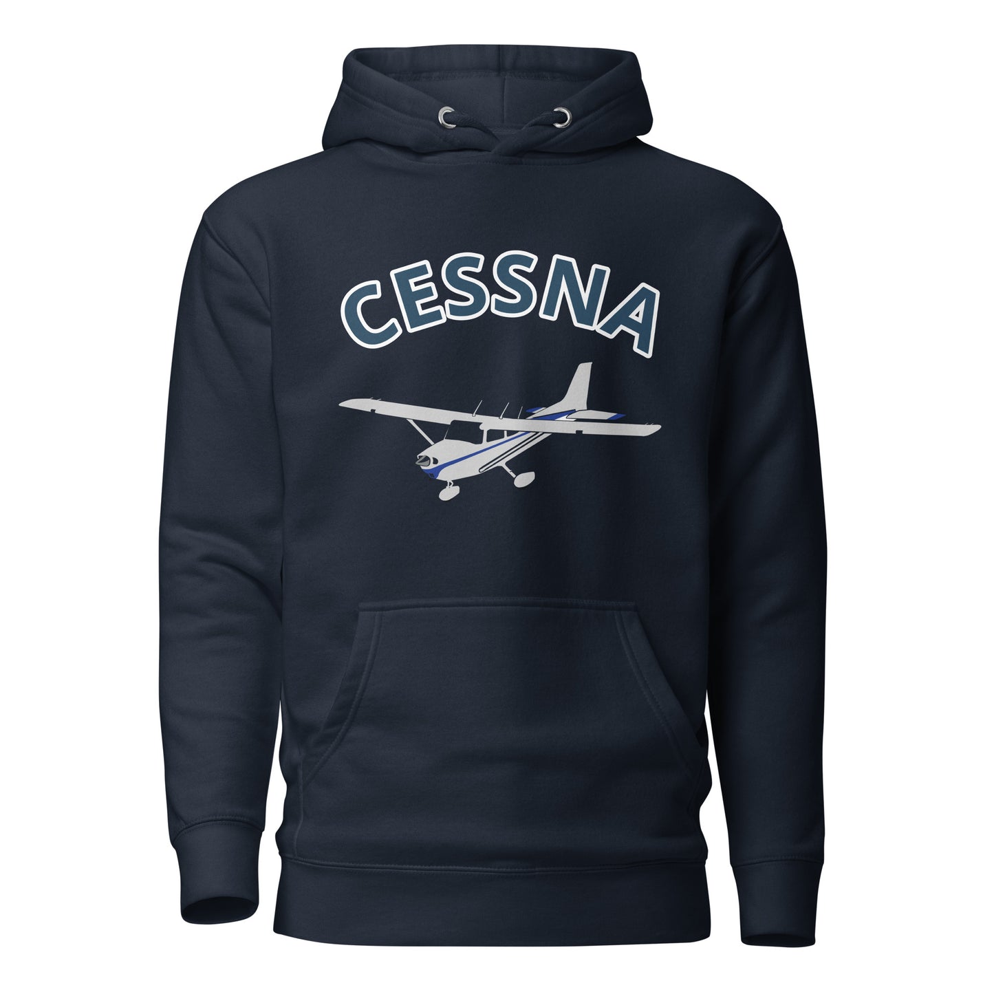 CESSNA 172 polished grey - blue  printed cozy fleece aviation Unisex Hoodie.