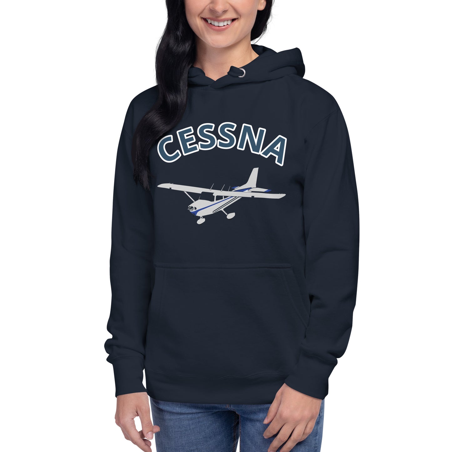 CESSNA 172 polished grey - blue  printed cozy fleece aviation Unisex Hoodie.