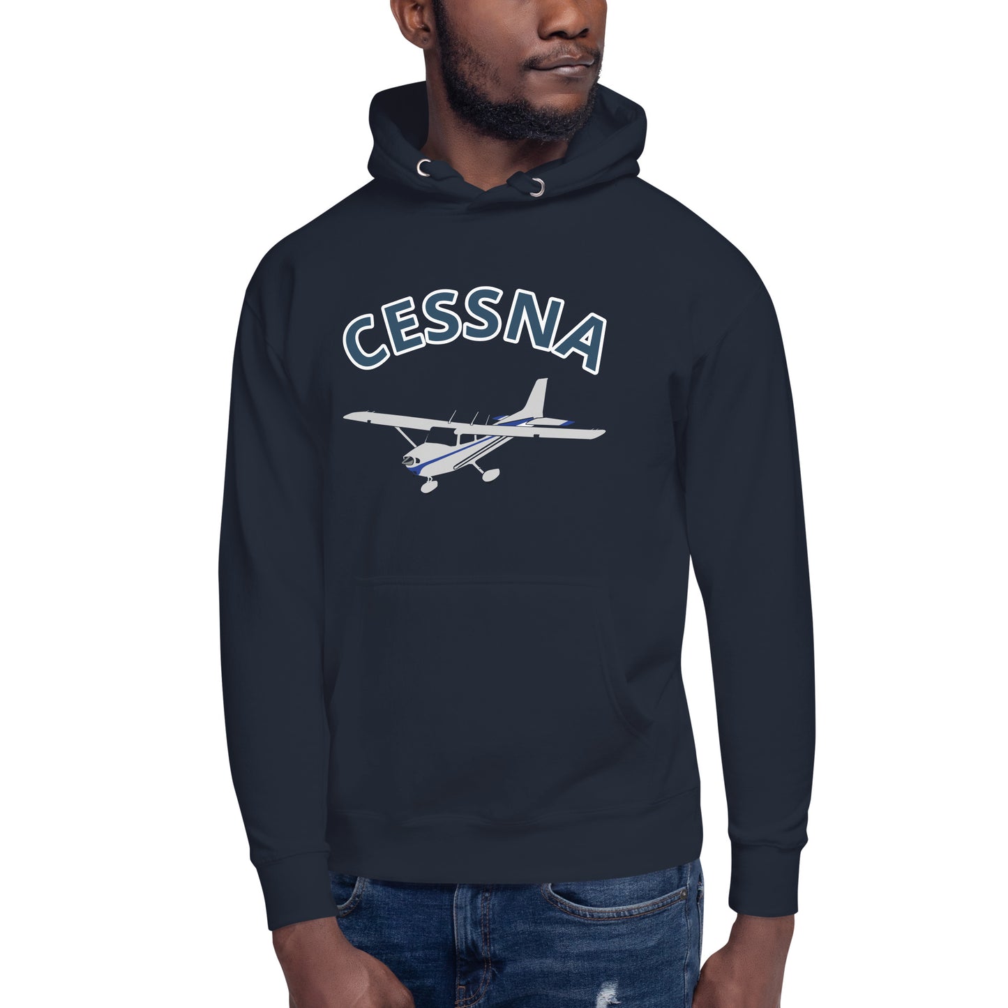 CESSNA 172 polished grey - blue  printed cozy fleece aviation Unisex Hoodie.