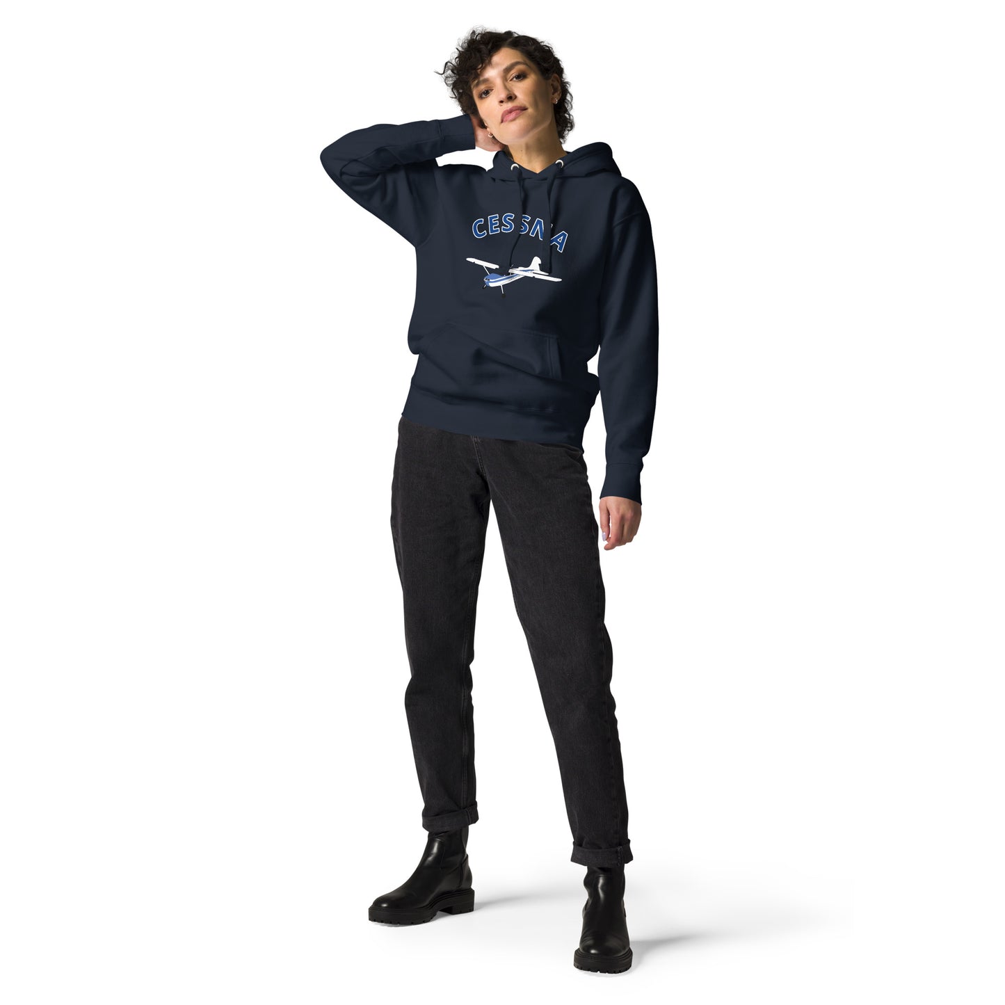 CESSNA 170 White-blue airplane cozy unisex Hoodie