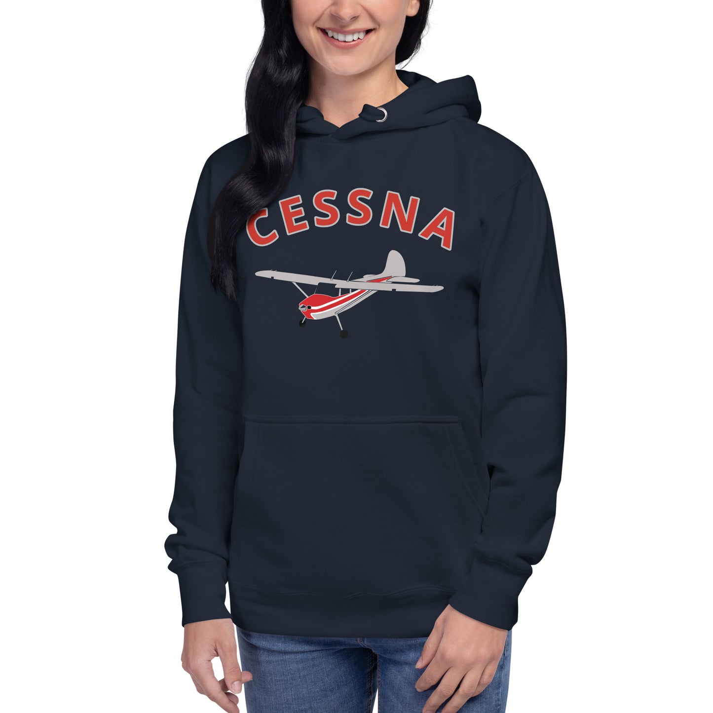 CESSNA 170 polished grey - red airplane cozy unisex Hoodie