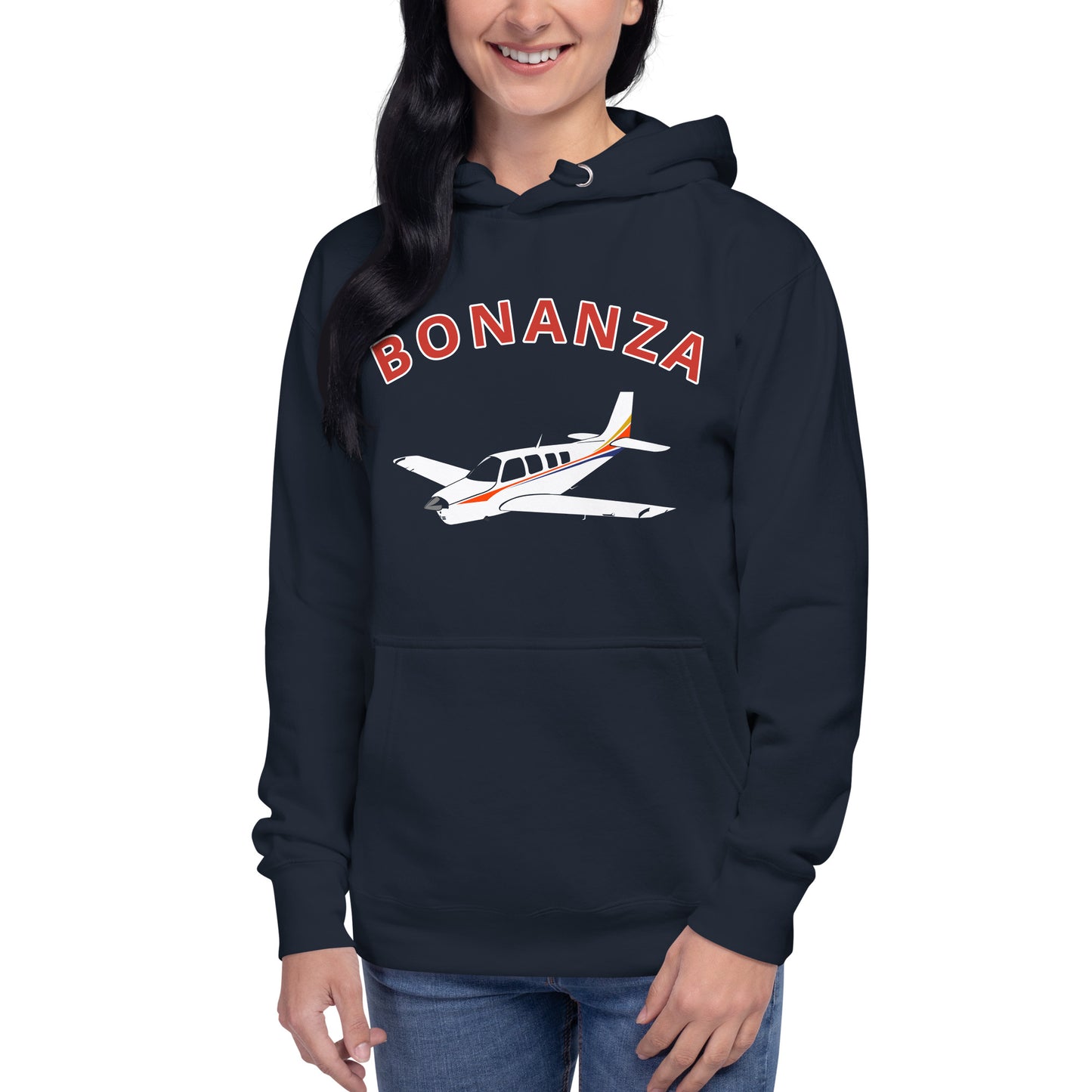 BONANZA A36 White with Stripe aircraft Printed Cozy Unisex Aviation Hoodie