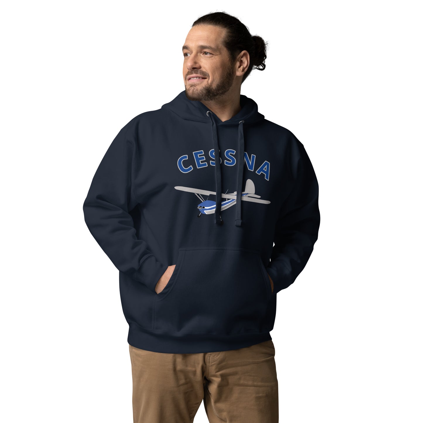 CESSNA 140 Polished-blue trim aircraft Cozy aviation Unisex Hoodie