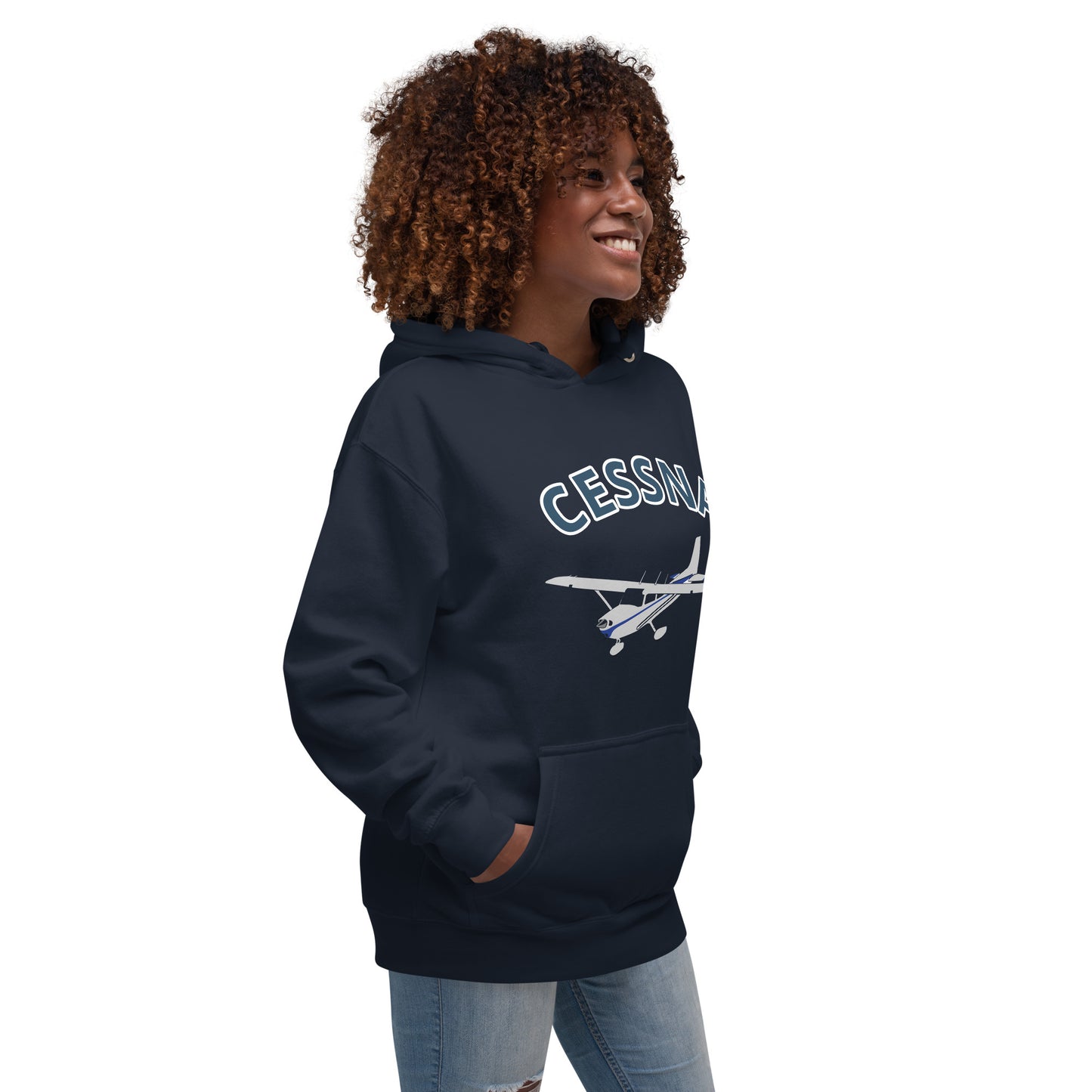 CESSNA 172 polished grey - blue  printed cozy fleece aviation Unisex Hoodie.