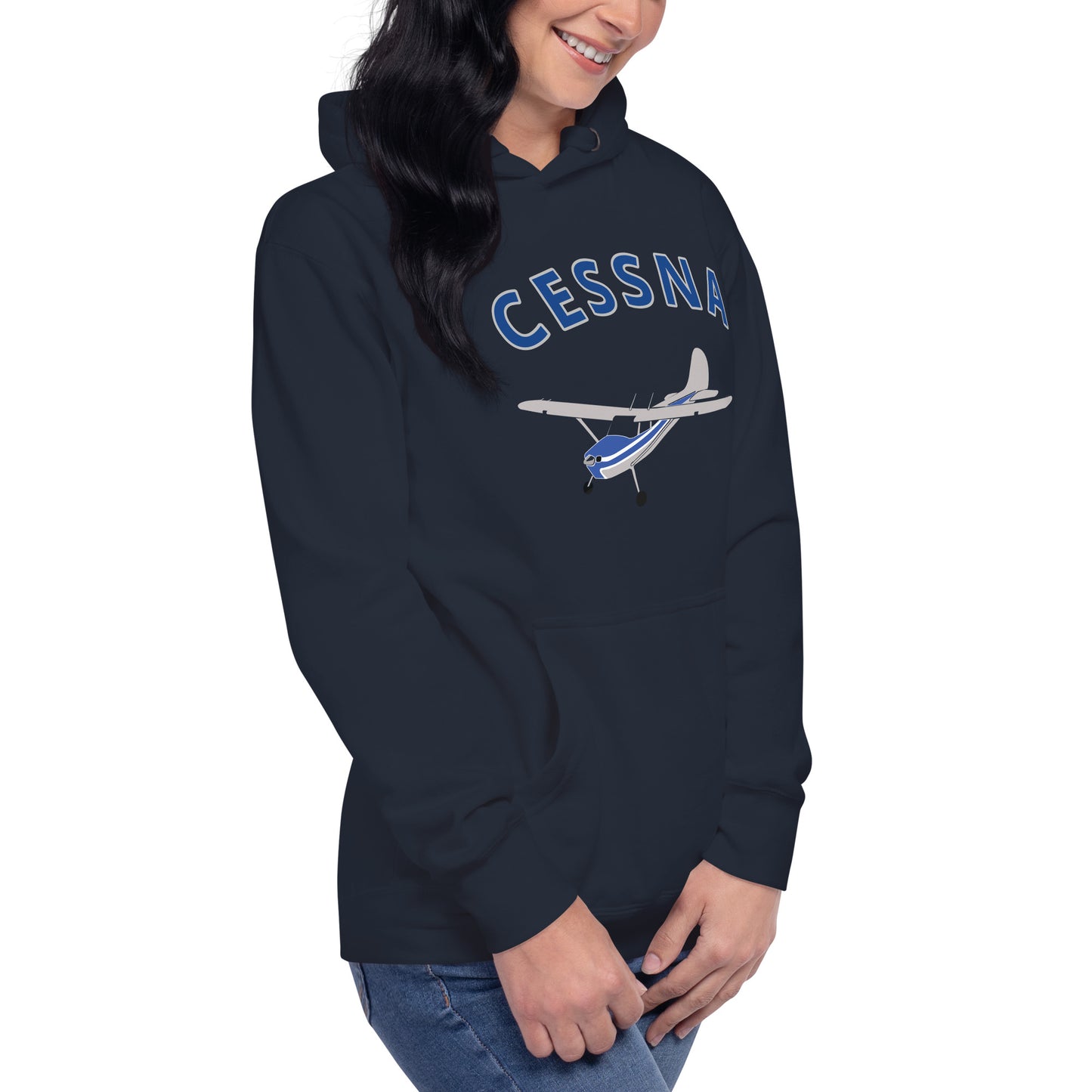 CESSNA 170 polished grey - blue airplane cozy unisex Hoodie