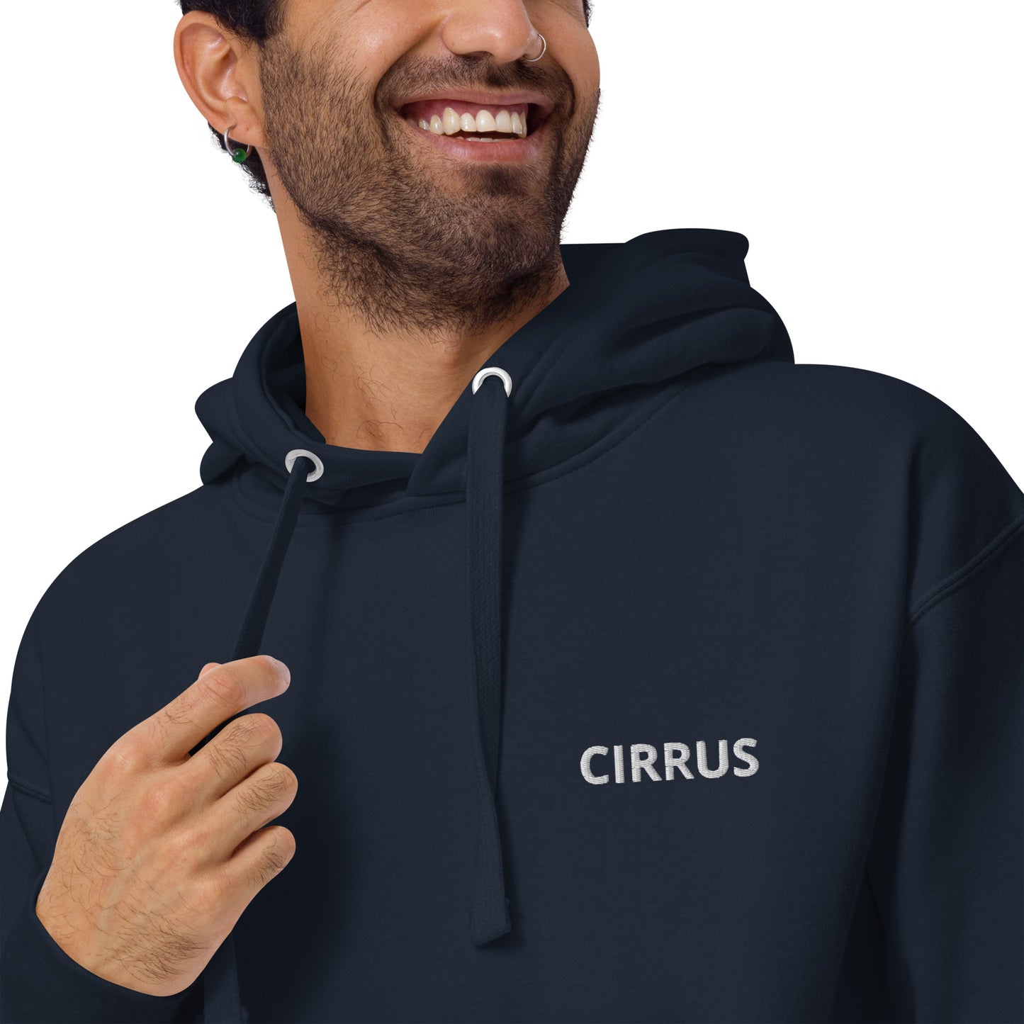 CIRRUS white-blue Back Print with front embroidery CUSTOM N Number Unisex Hoodie