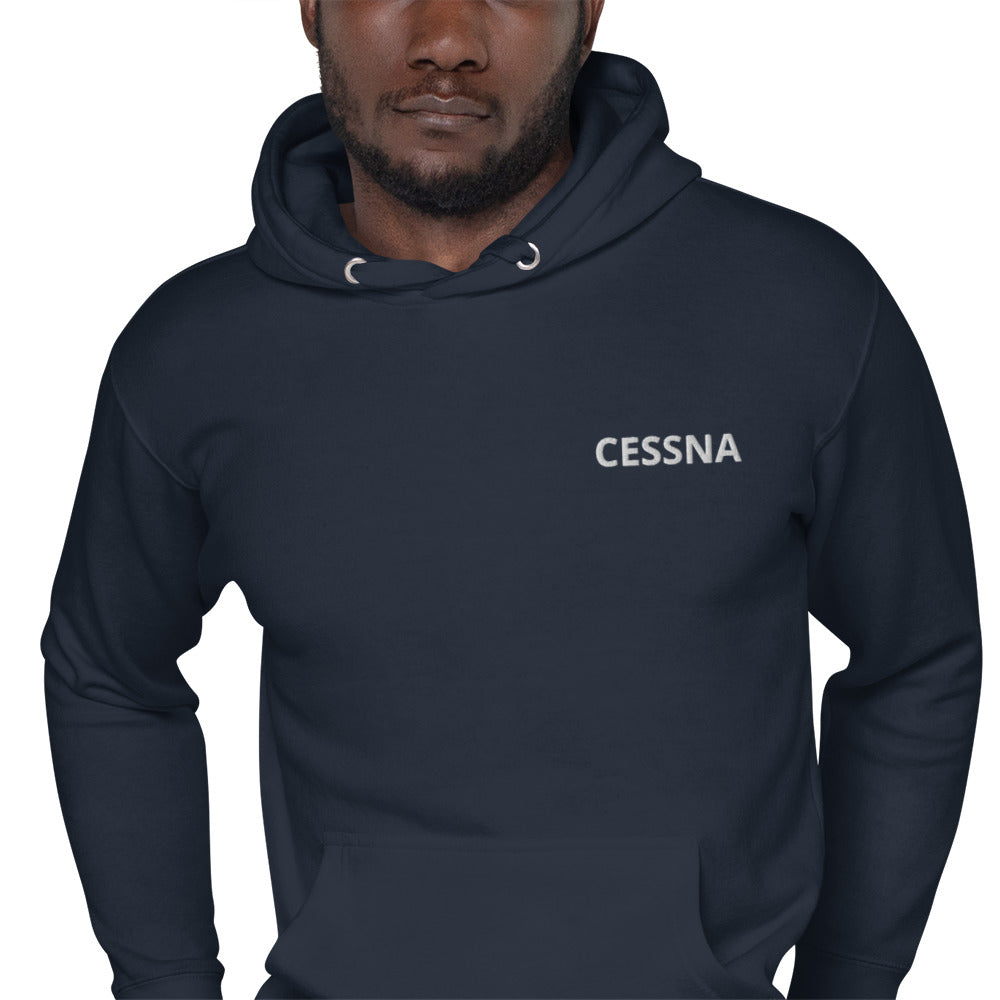 CESSNA 172 polished grey - blue Back Print with front embroidery CUSTOM N Number Unisex Hoodie.