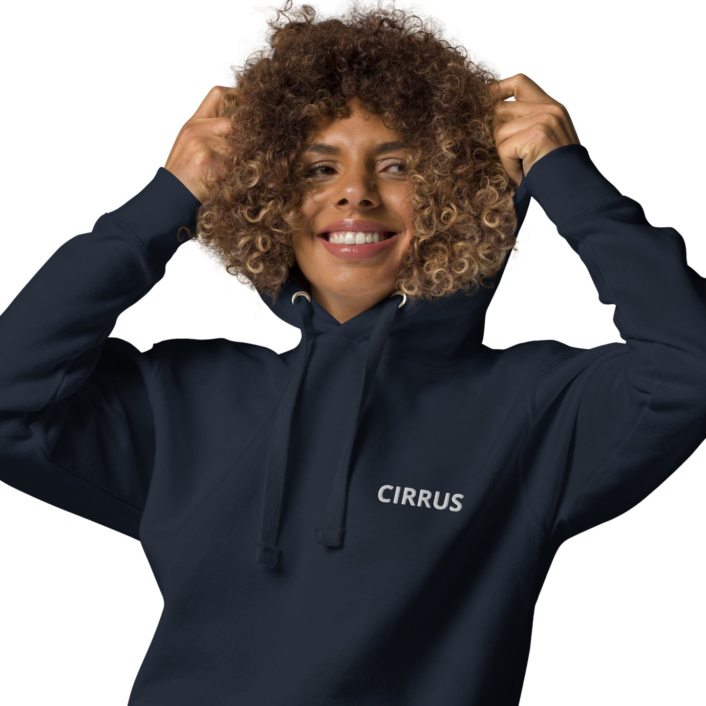 CIRRUS white-grey Back Print with front embroidery CUSTOM N Number Unisex Hoodie