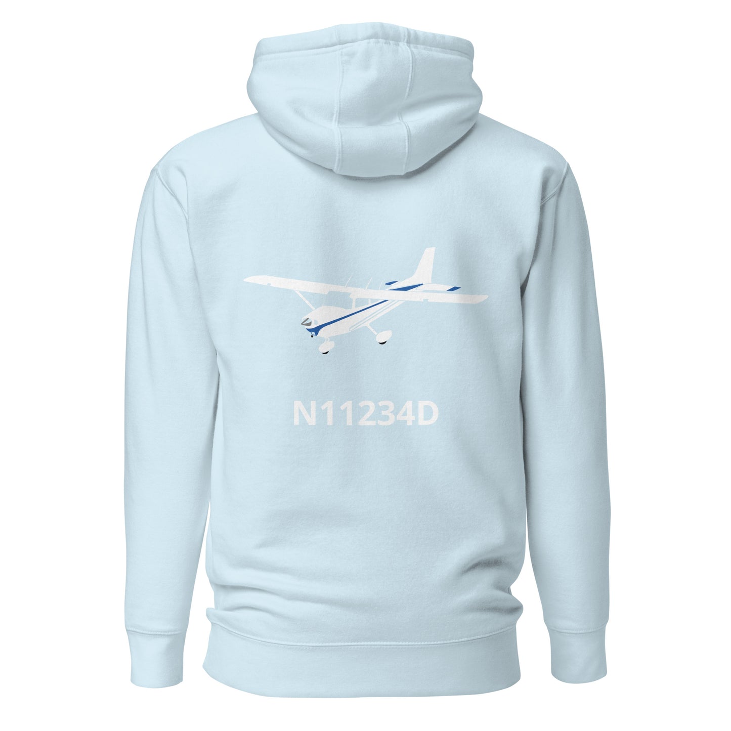 CESSNA 172 white - blue Back Print with front embroidery CUSTOM N Number Unisex Hoodie