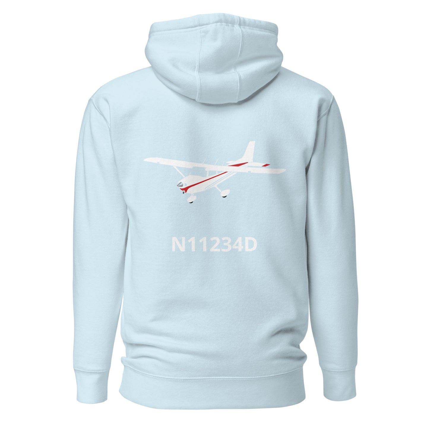 CESSNA 172 white - red Back Print with front embroidery CUSTOM N Number Unisex Hoodie