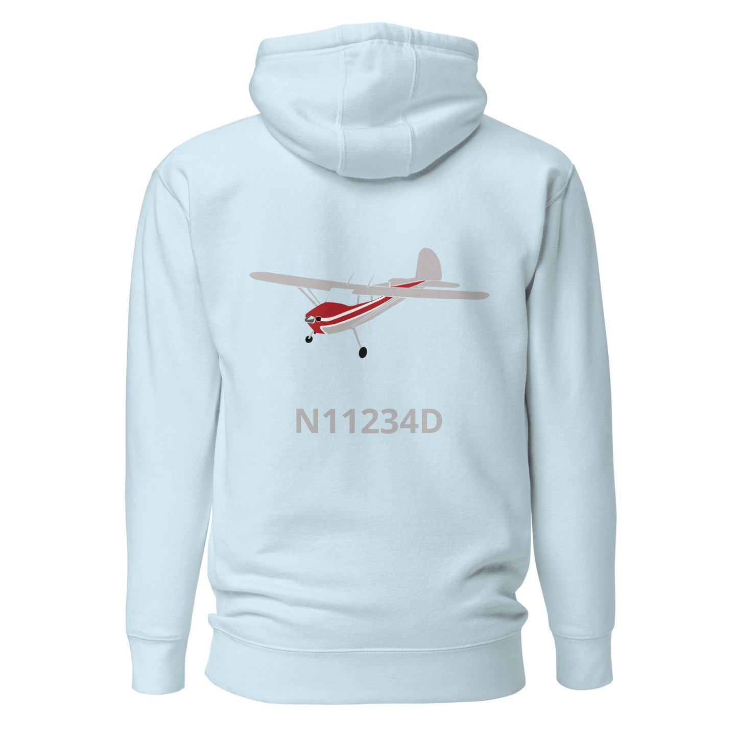 CESSNA 140 polished grey-red Back Print with front embroidery CUSTOM N Number Unisex Hoodie