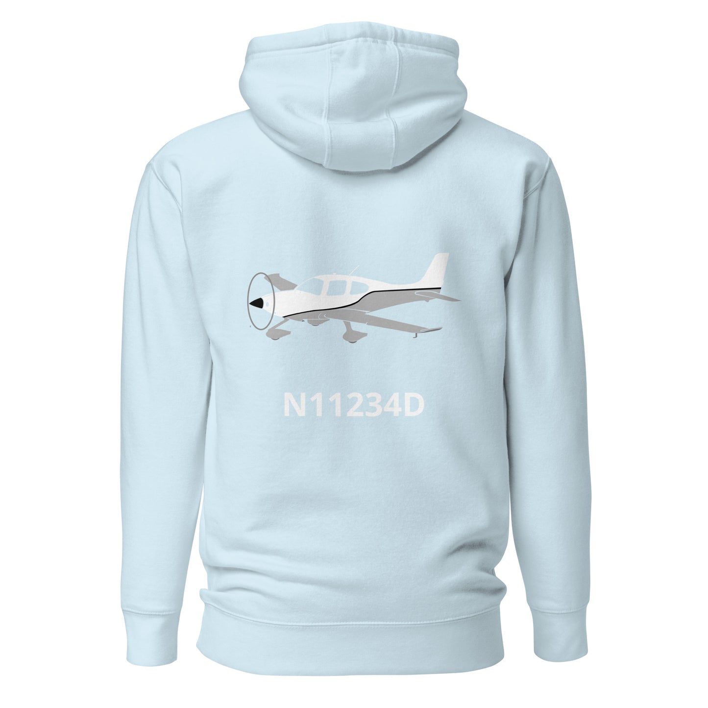 CIRRUS white-grey Back Print with front embroidery CUSTOM N Number Unisex Hoodie