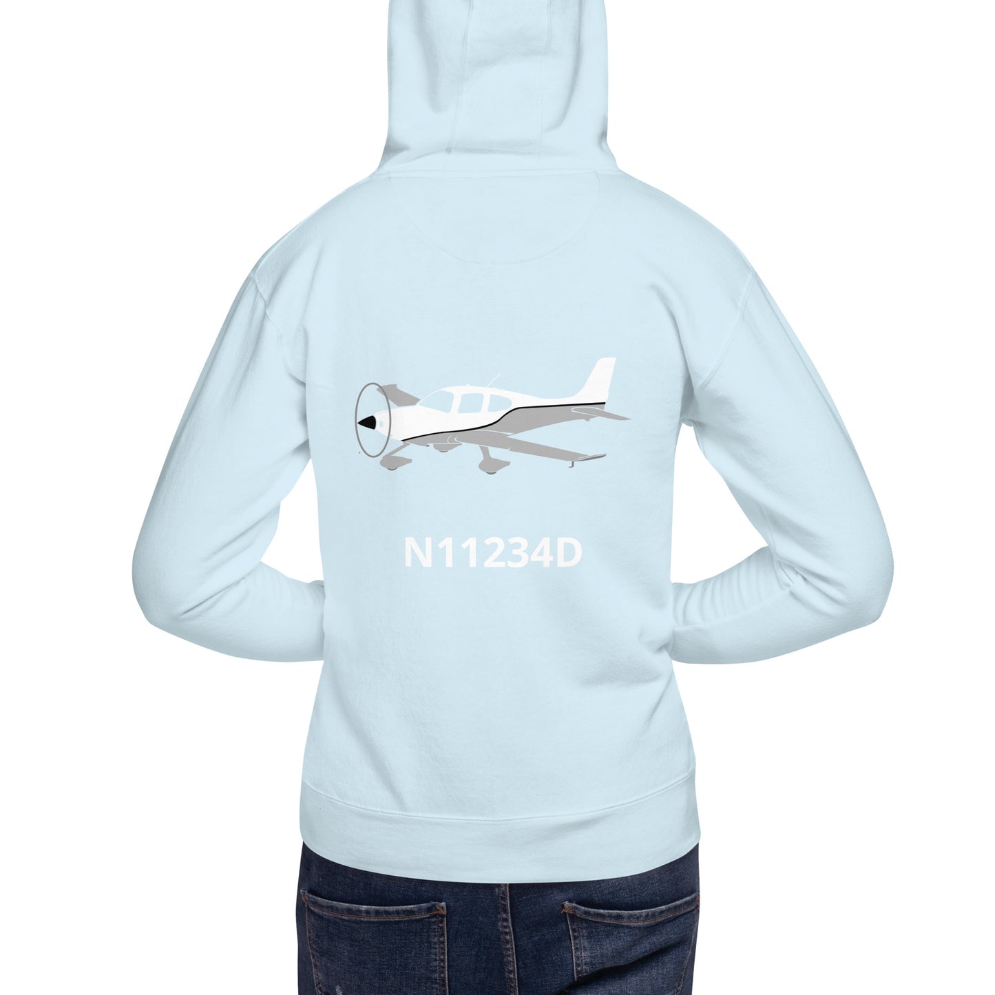 CIRRUS white-grey Back Print with front embroidery CUSTOM N Number Unisex Hoodie