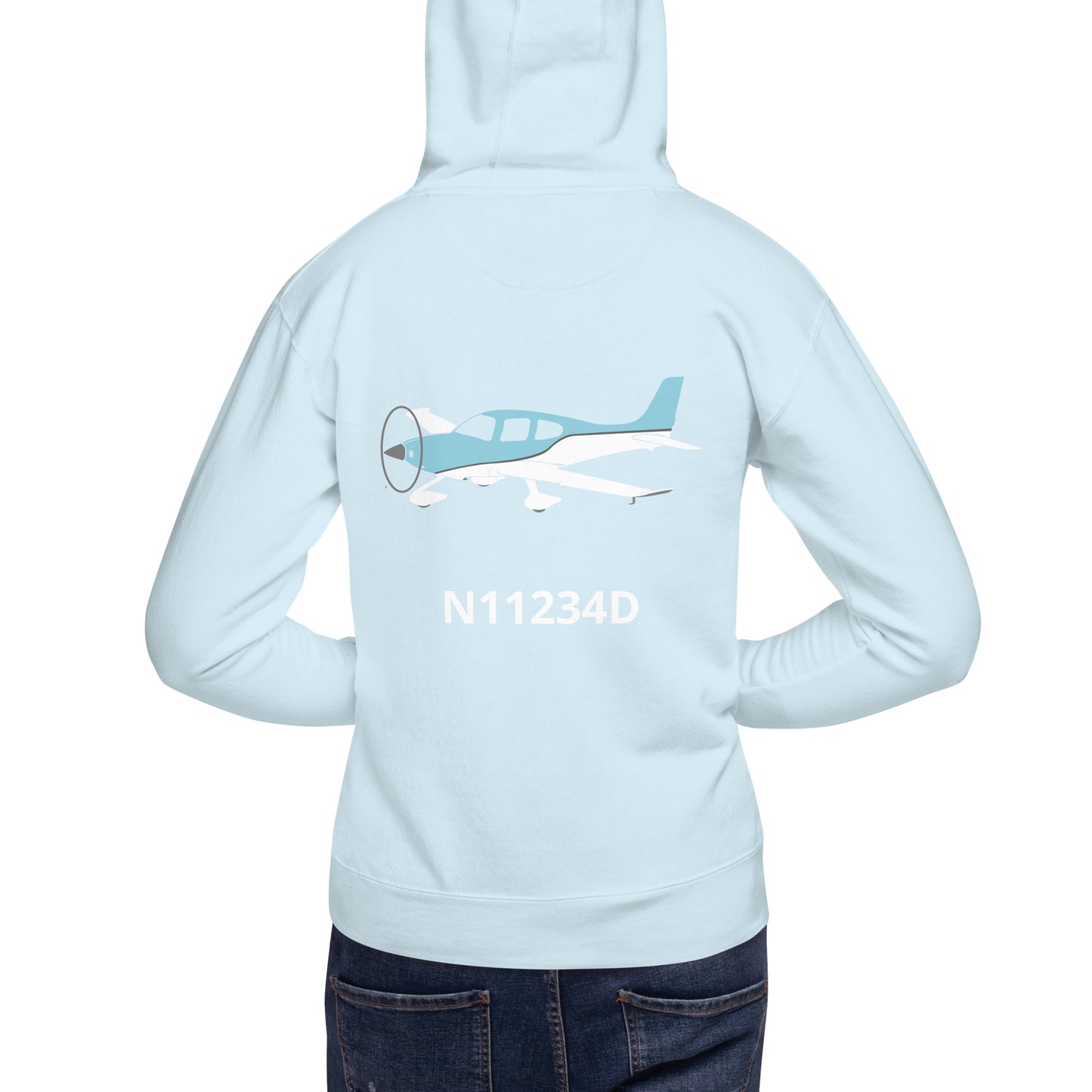 CIRRUS white-blue Back Print with front embroidery CUSTOM N Number Unisex Hoodie