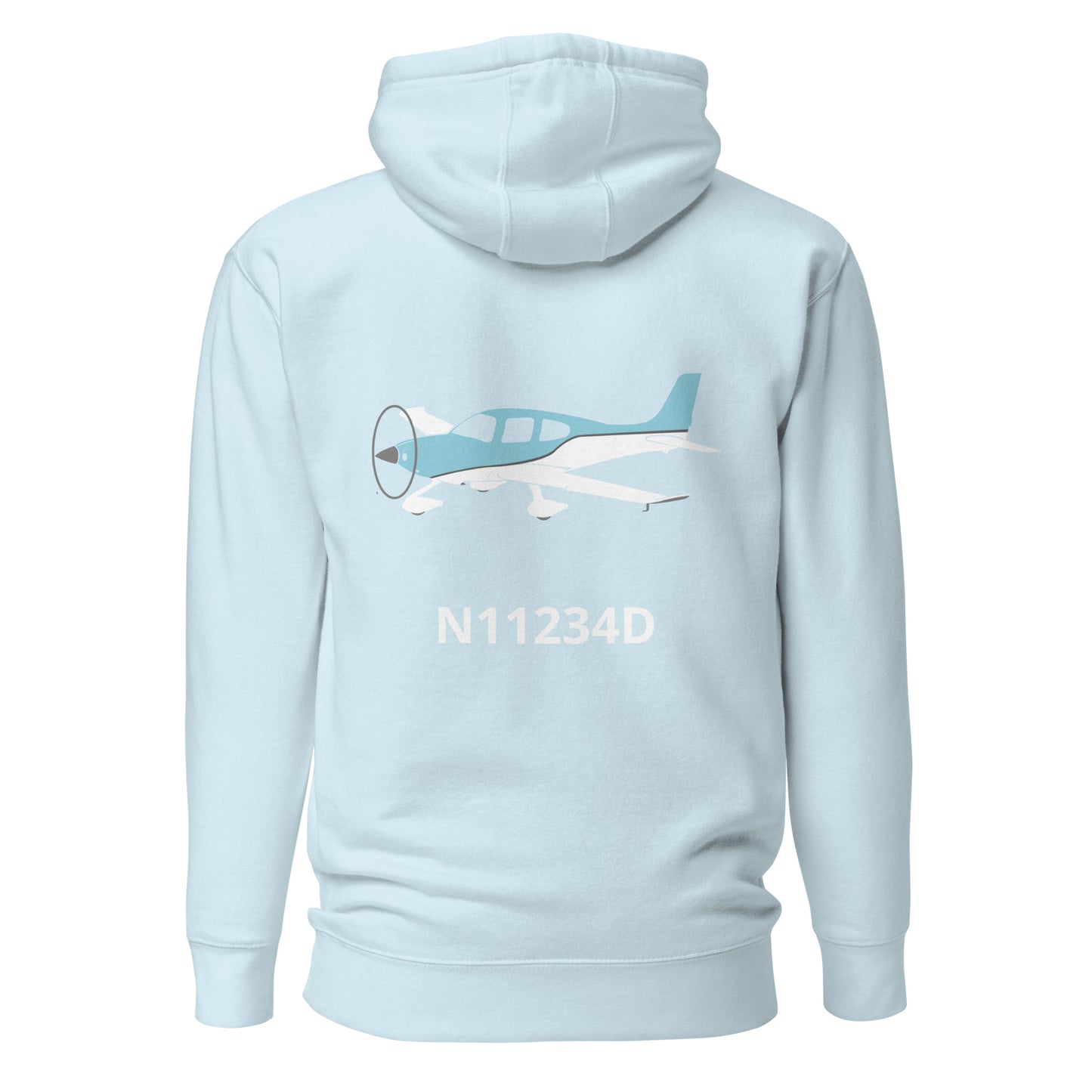 CIRRUS white-blue Back Print with front embroidery CUSTOM N Number Unisex Hoodie