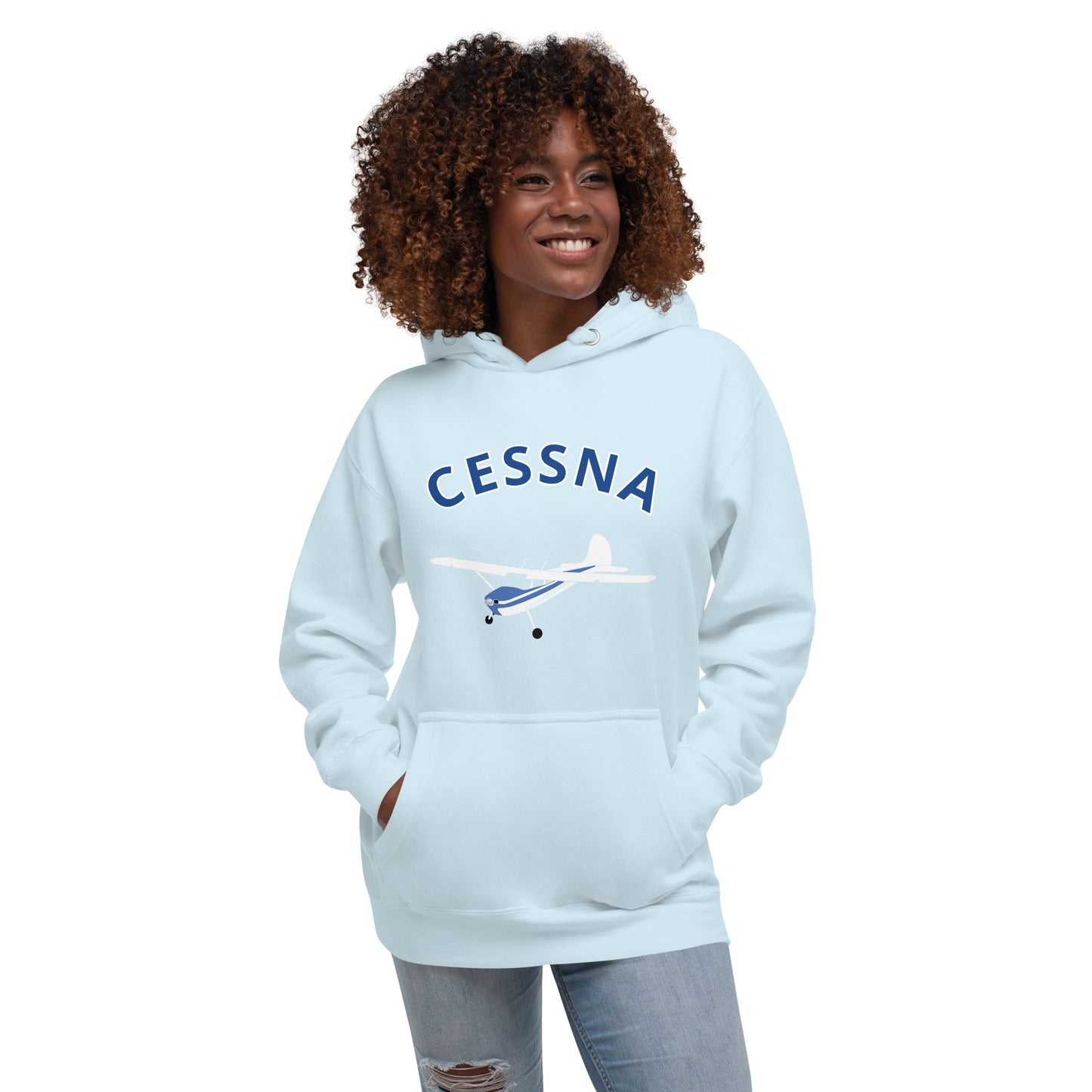 CESSNA 170 White-blue airplane cozy unisex Hoodie