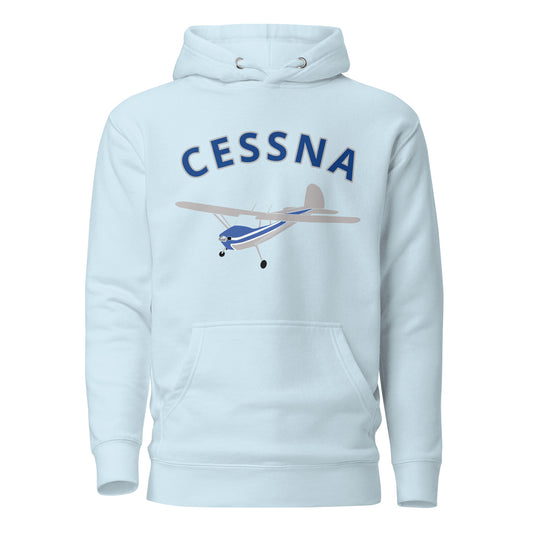 CESSNA 140 Polished-blue trim aircraft Cozy aviation Unisex Hoodie