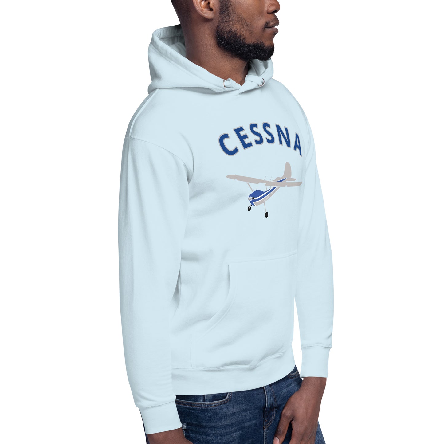 CESSNA 170 polished grey - blue airplane cozy unisex Hoodie