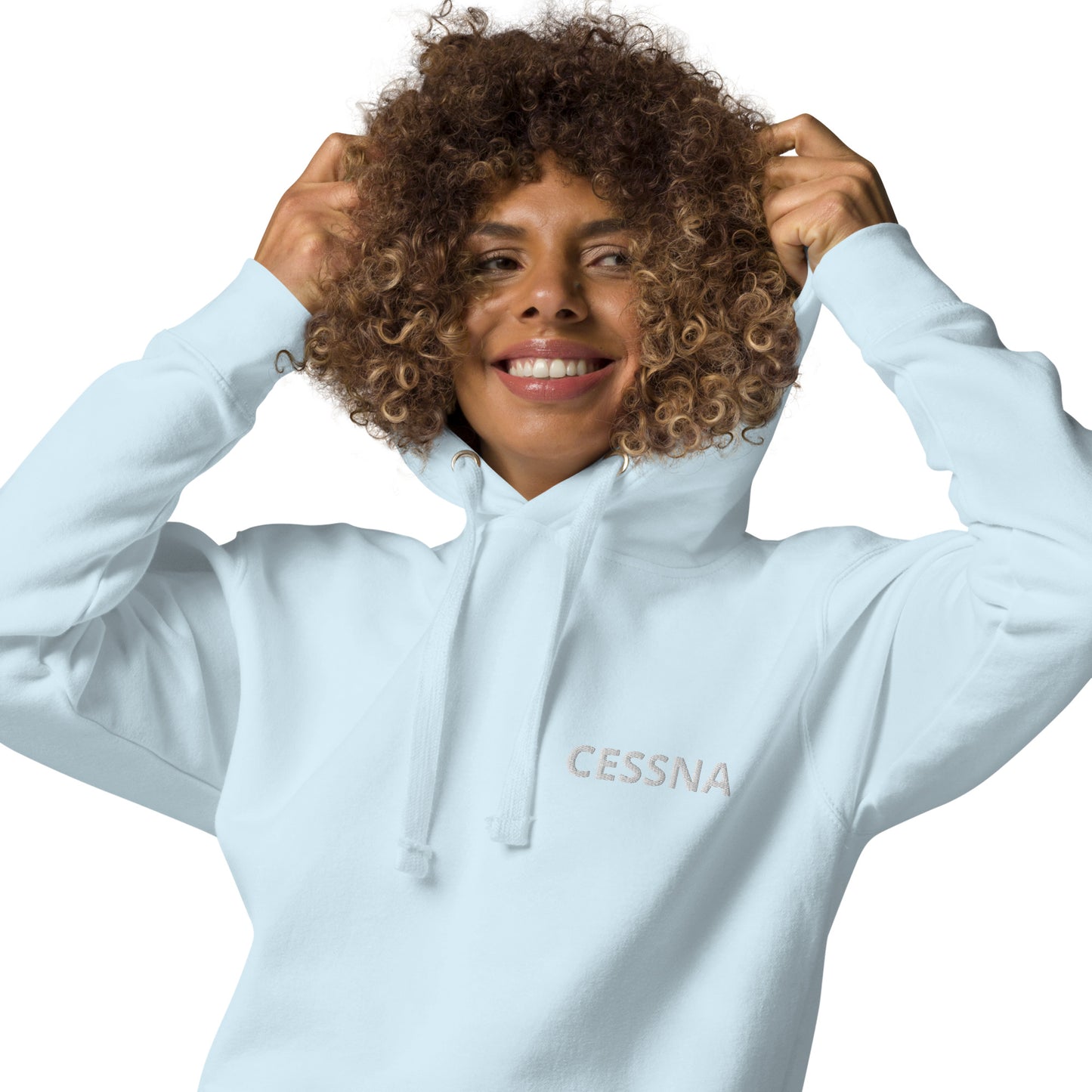 CESSNA 172 white - blue Back Print with front embroidery CUSTOM N Number Unisex Hoodie