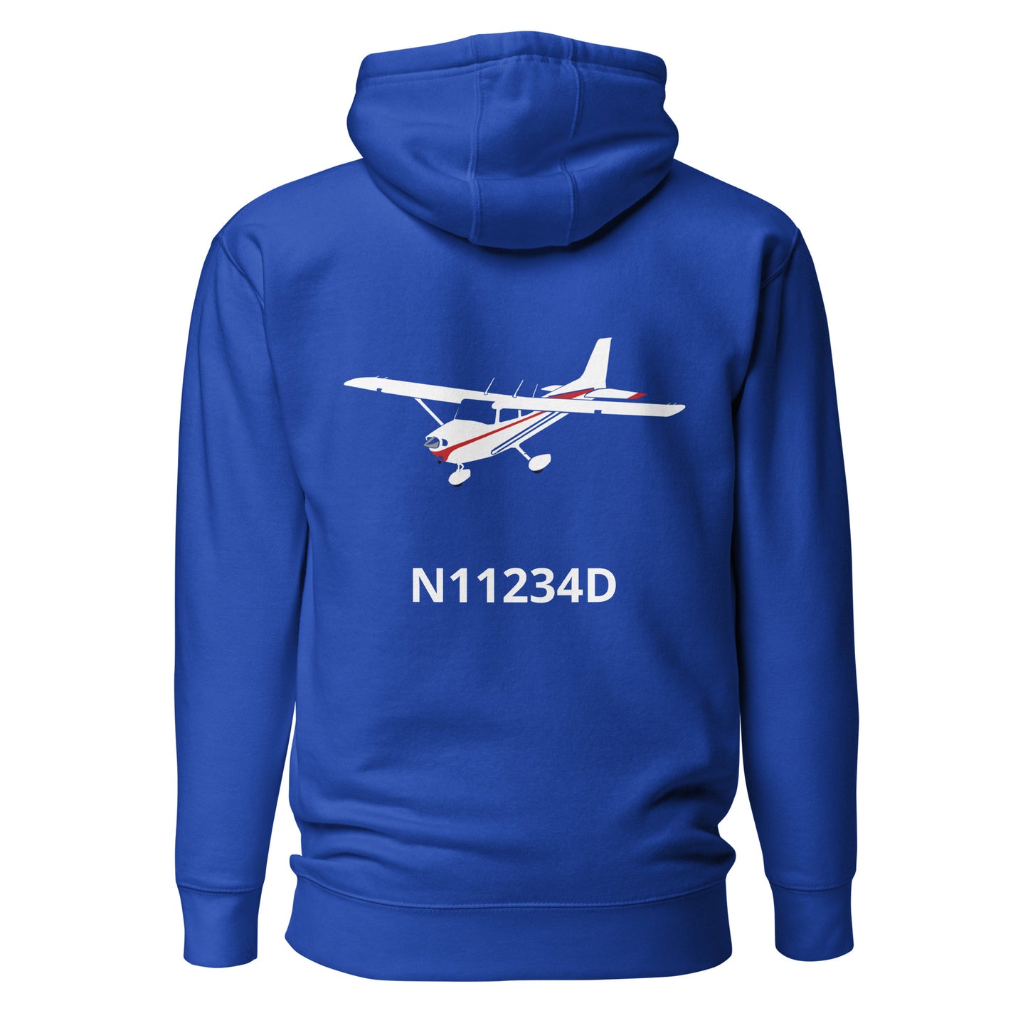 CESSNA 172 white - red Back Print with front embroidery CUSTOM N Number Unisex Hoodie