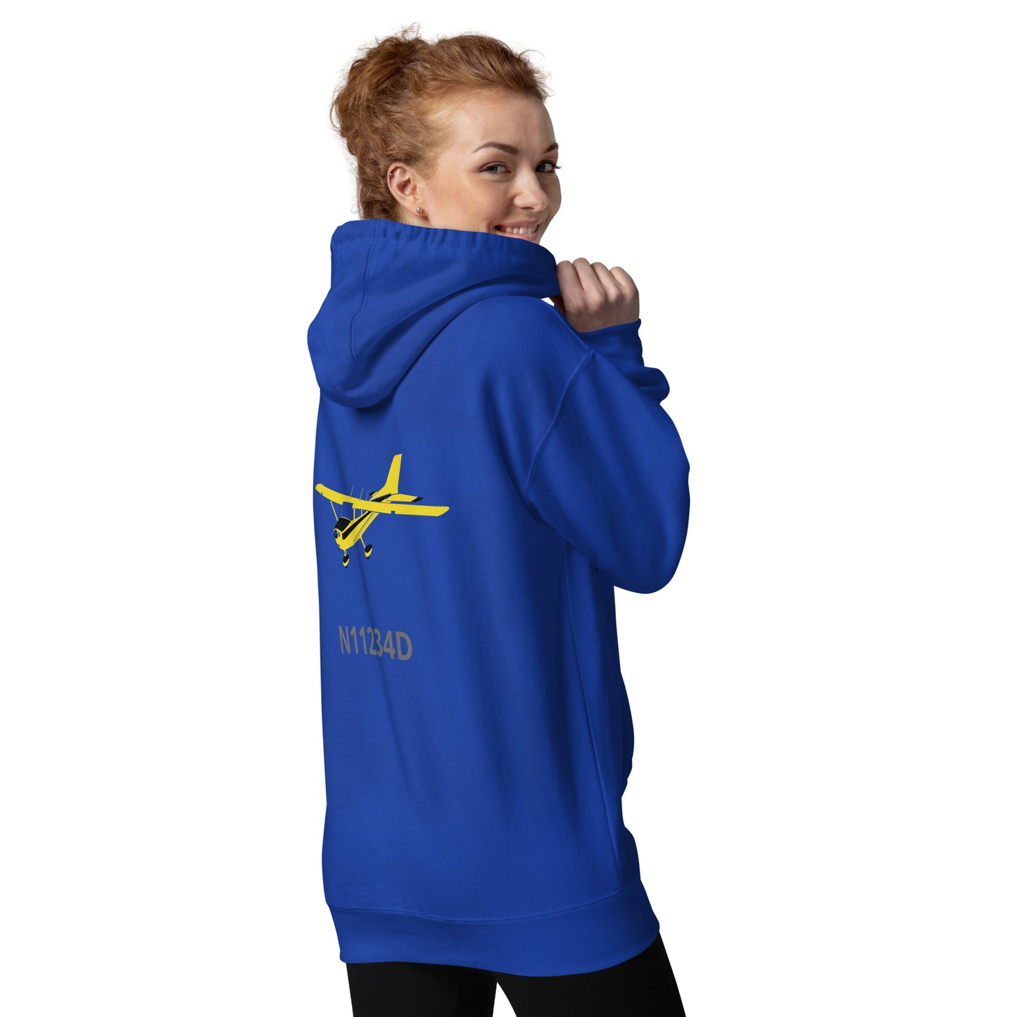 CESSNA 172 retro yellow Back Print with front embroidery CUSTOM N Number Unisex Hoodie