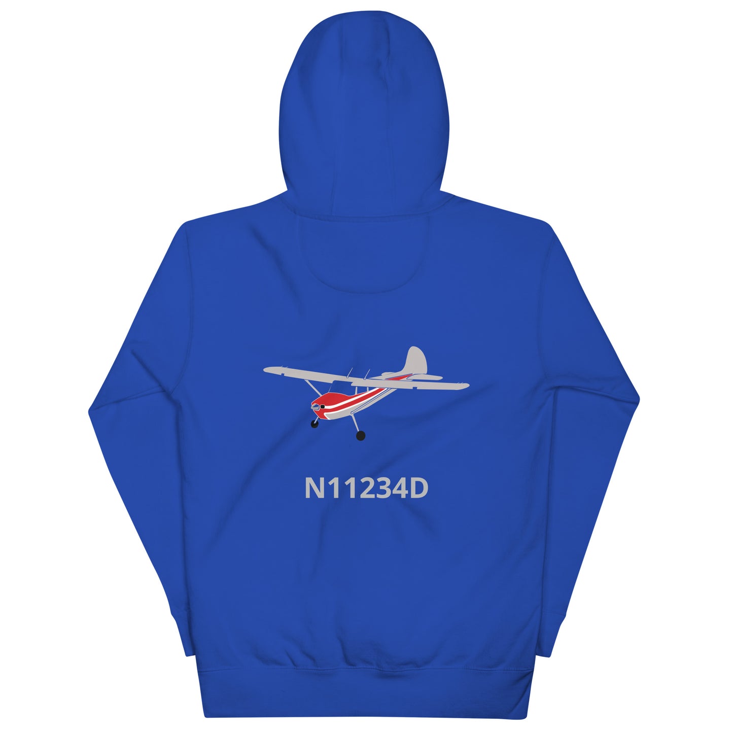 CESSNA 170 polished grey - red Back Print with front embroidery CUSTOM N Number Unisex  Hoodie.