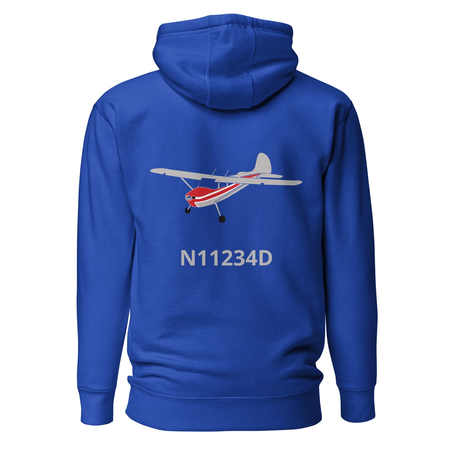 CESSNA 170 polished grey - red Back Print with front embroidery CUSTOM N Number Unisex  Hoodie.