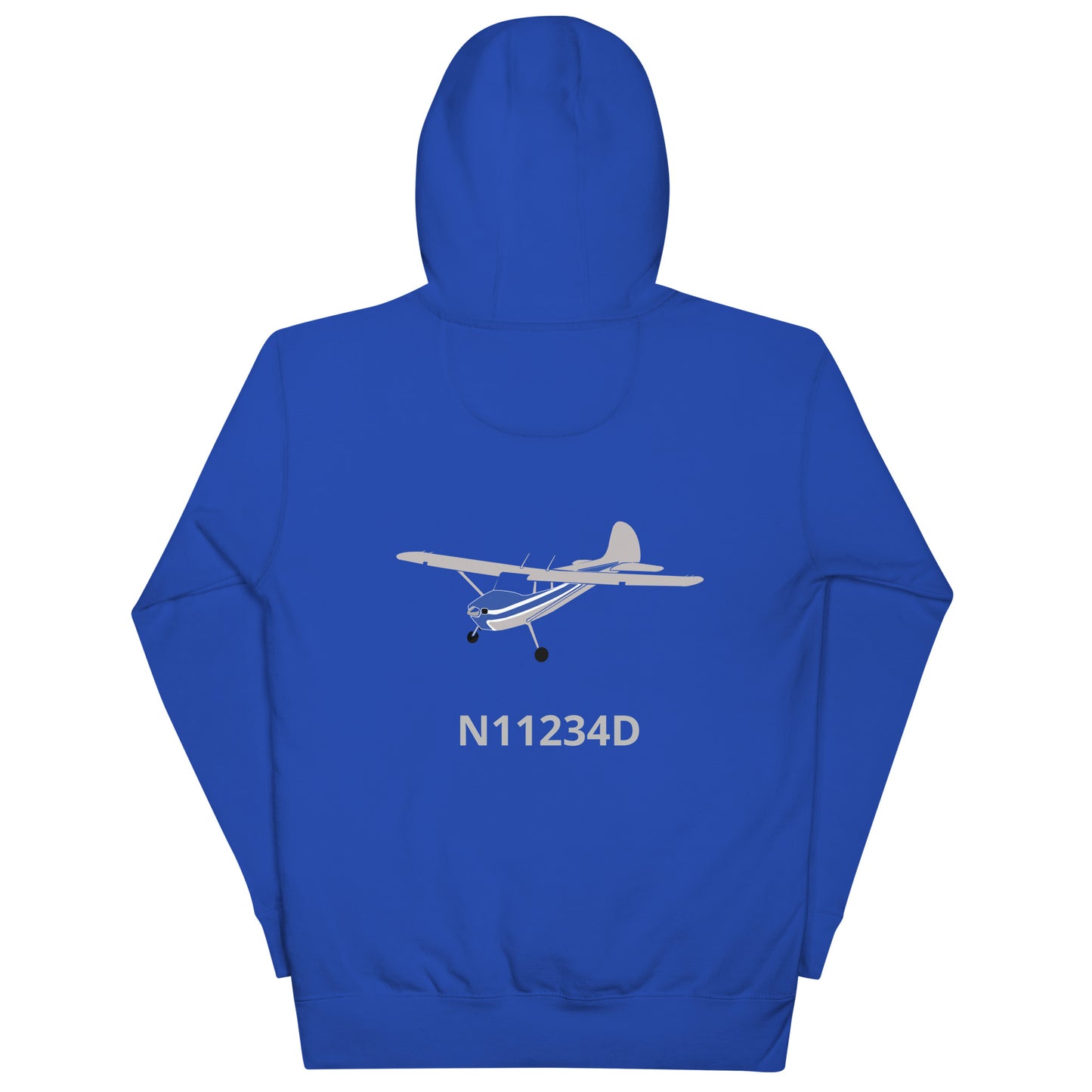 CESSNA 170 polished grey-blue Back Print with front embroidery CUSTOM N Number Unisex Hoodie