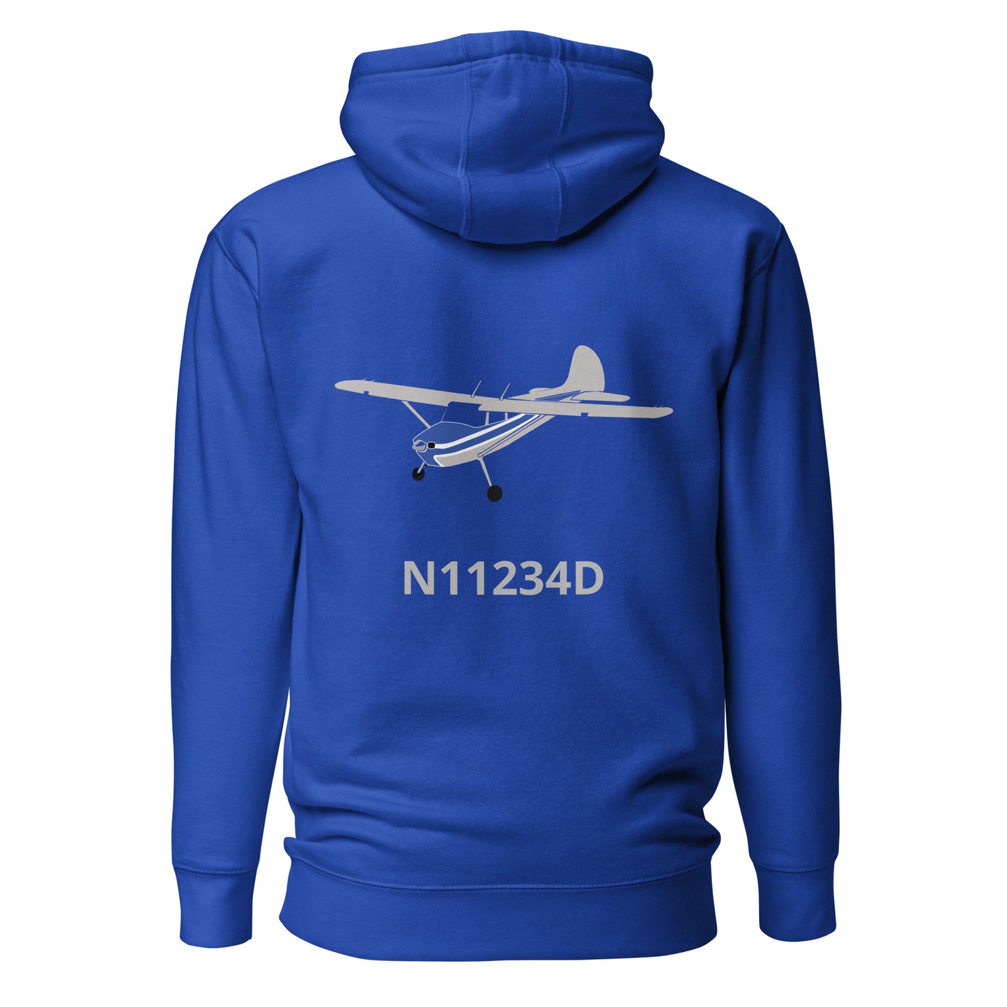 CESSNA 170 polished grey-blue Back Print with front embroidery CUSTOM N Number Unisex Hoodie