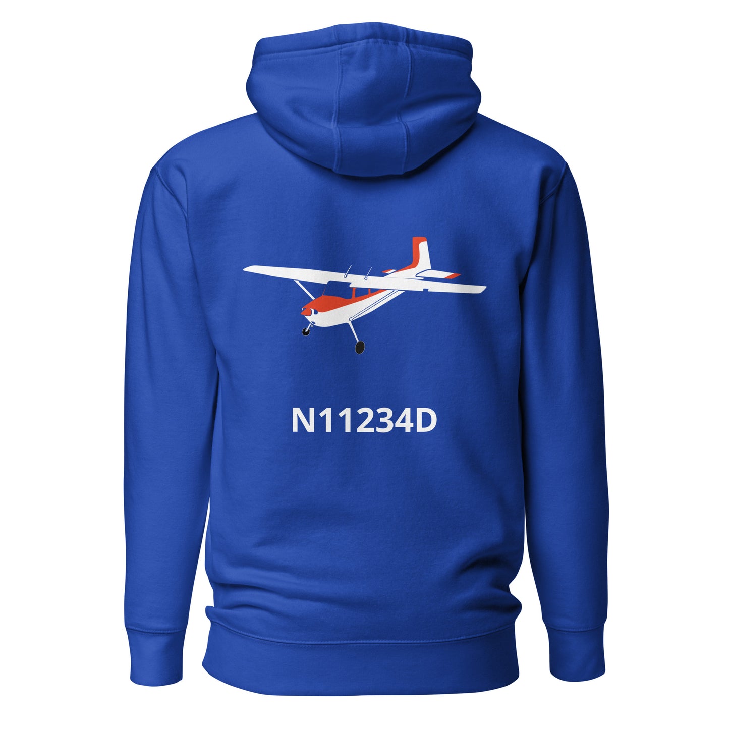 CESSNA 180 Skywagon white-red Back Print with front embroidery CUSTOM N Number Unisex Hoodie