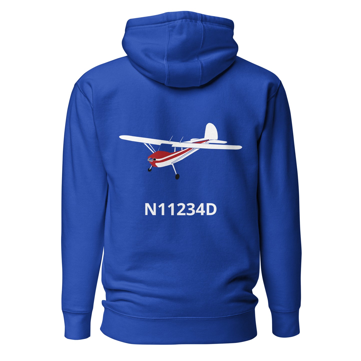 CESSNA 140 white-red Back Print with front embroidery CUSTOM N Number Unisex Hoodie