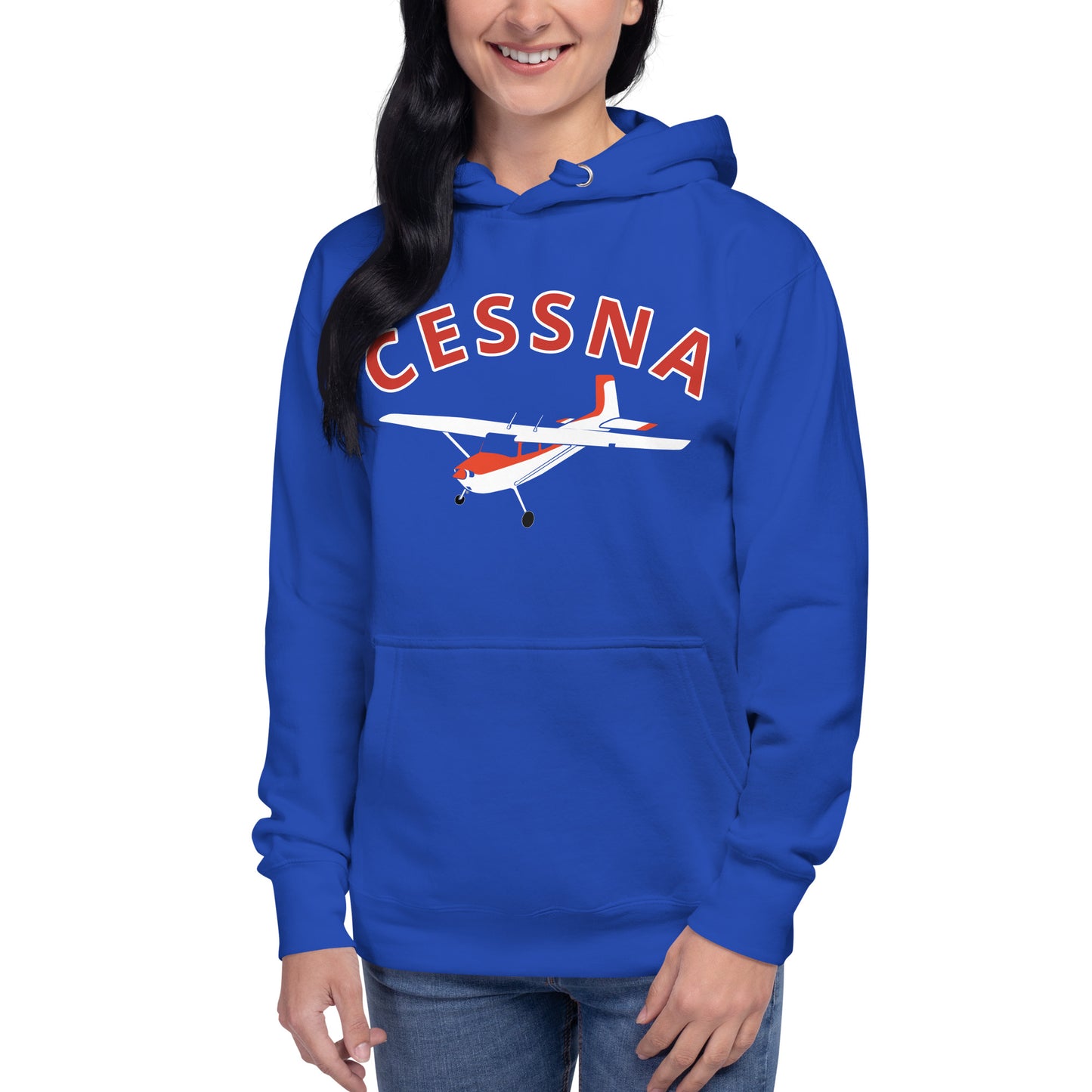 CESSNA 180 Skywagon White-Red aircraft graphic - cozy Unisex Hoodie. Classic fit for men and women