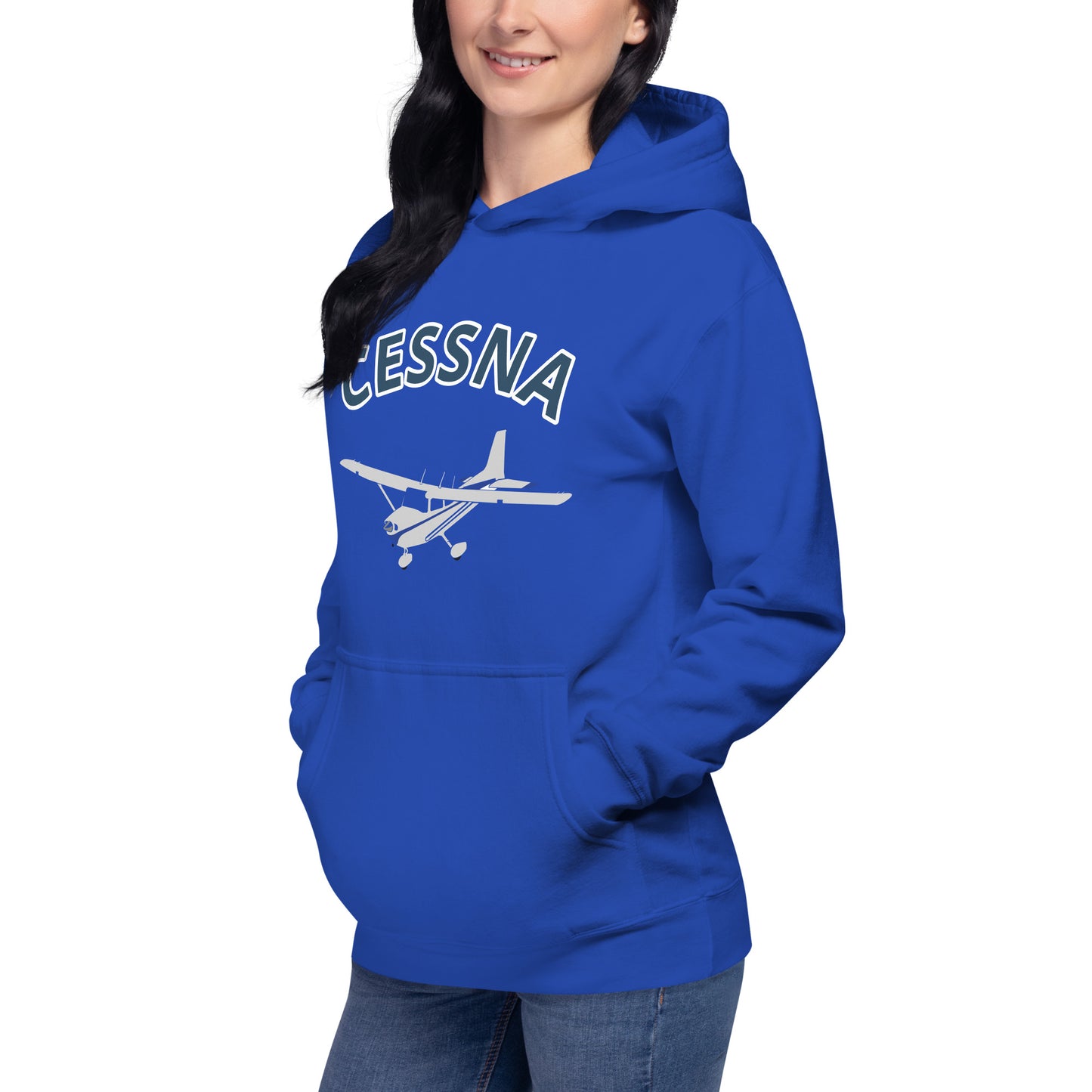 CESSNA 172 polished grey - blue  printed cozy fleece aviation Unisex Hoodie.