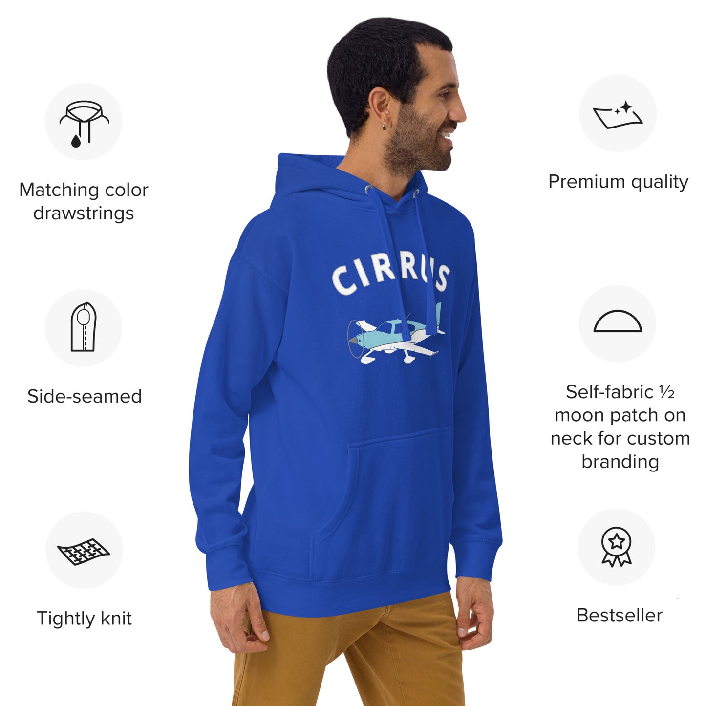 CIRRUS blue-white - cozy Unisex Hoodie. Classic fit for men and women.