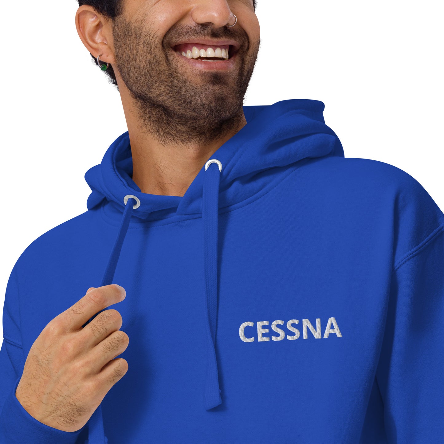 CESSNA 170 polished grey-blue Back Print with front embroidery CUSTOM N Number Unisex Hoodie