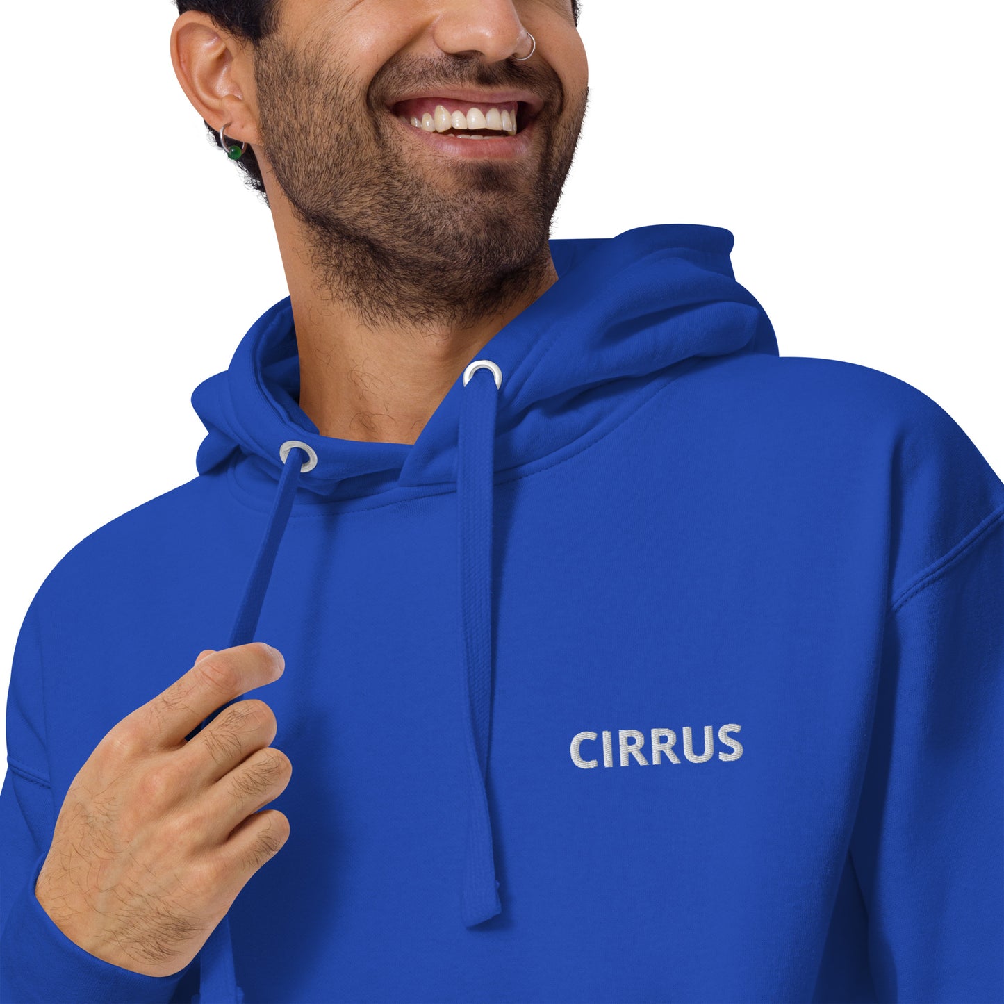 CIRRUS white-grey Back Print with front embroidery CUSTOM N Number Unisex Hoodie