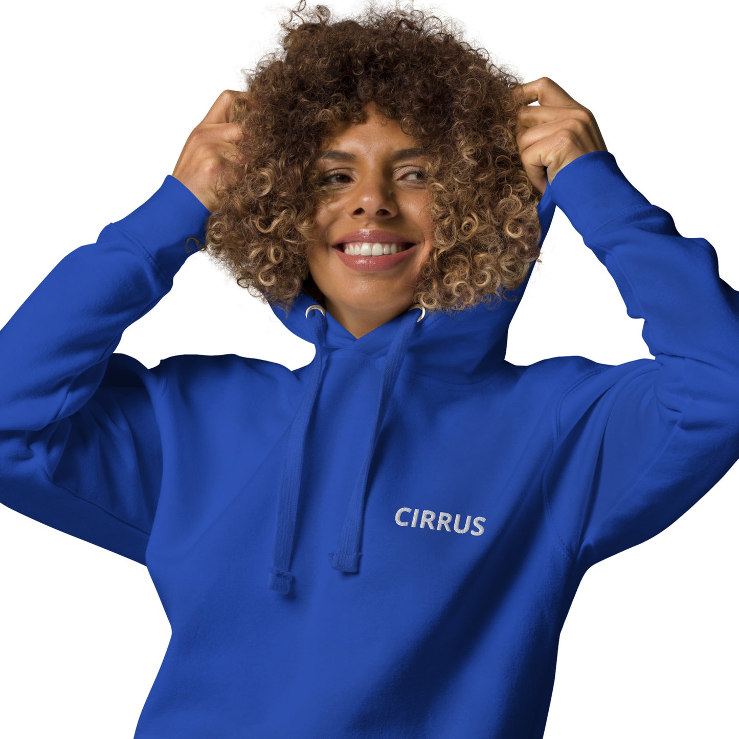 CIRRUS white-blue Back Print with front embroidery CUSTOM N Number Unisex Hoodie