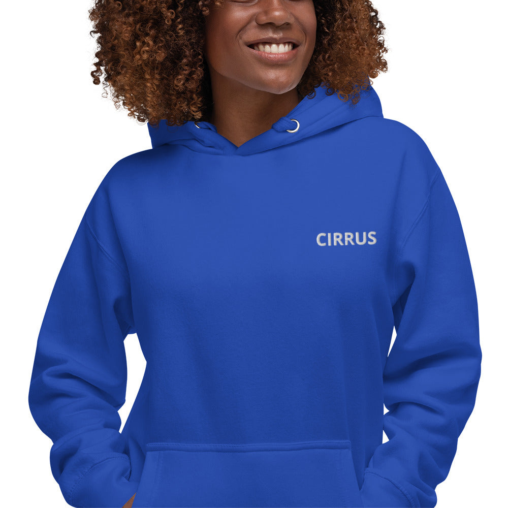 CIRRUS white-blue Back Print with front embroidery CUSTOM N Number Unisex Hoodie